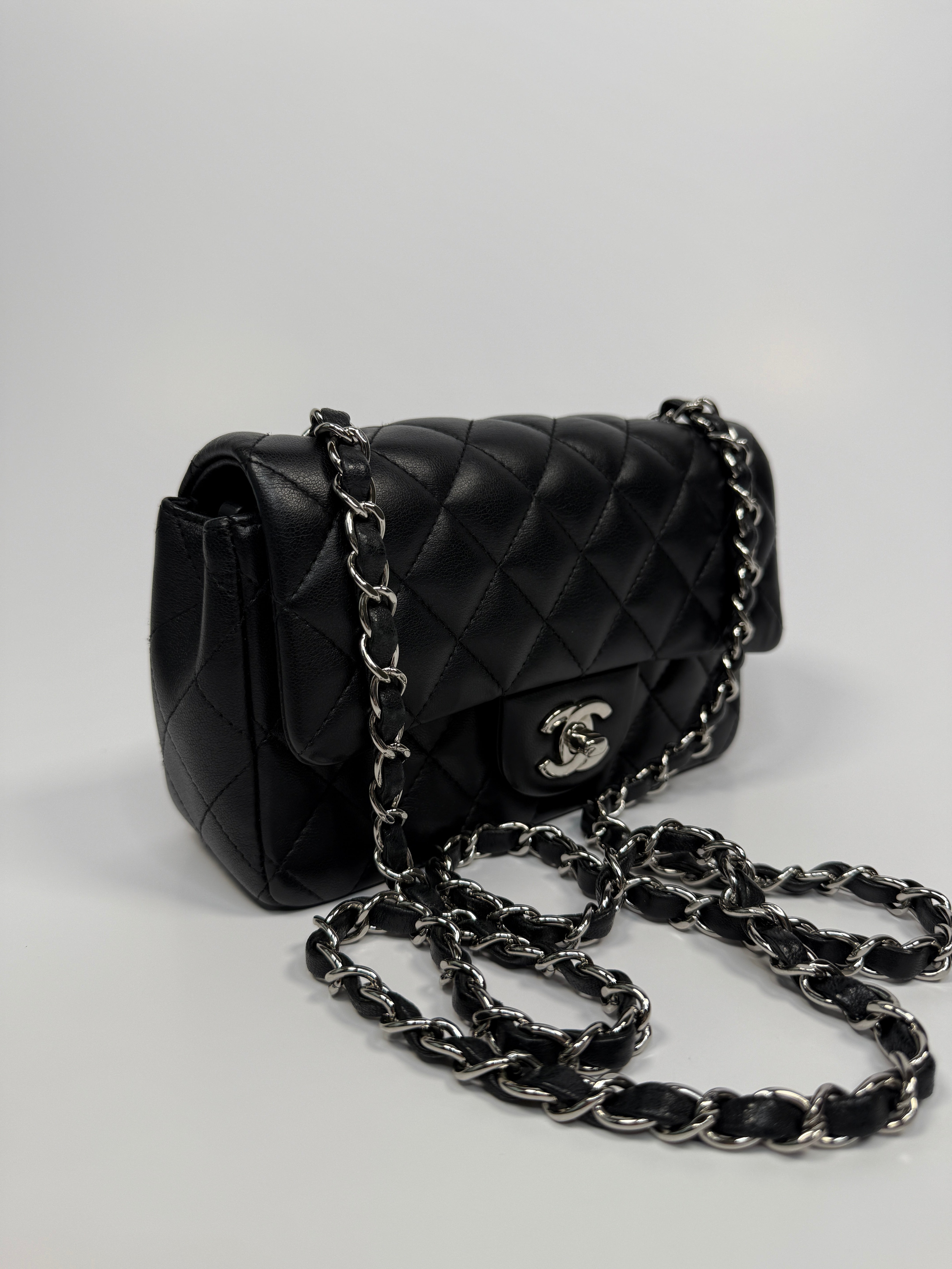 Chanel Mini Rectangle In Black Lambskin With SHW