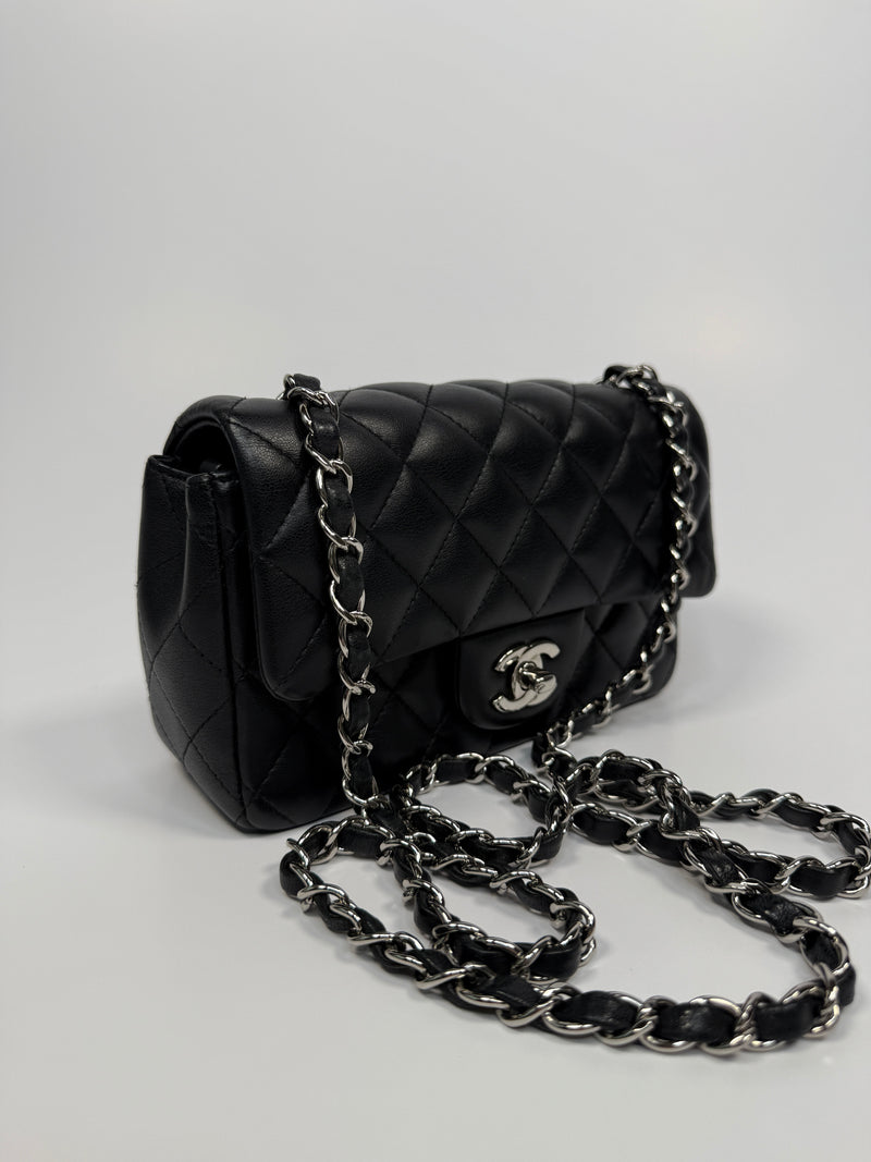 Chanel Mini Rectangle In Black Lambskin With SHW