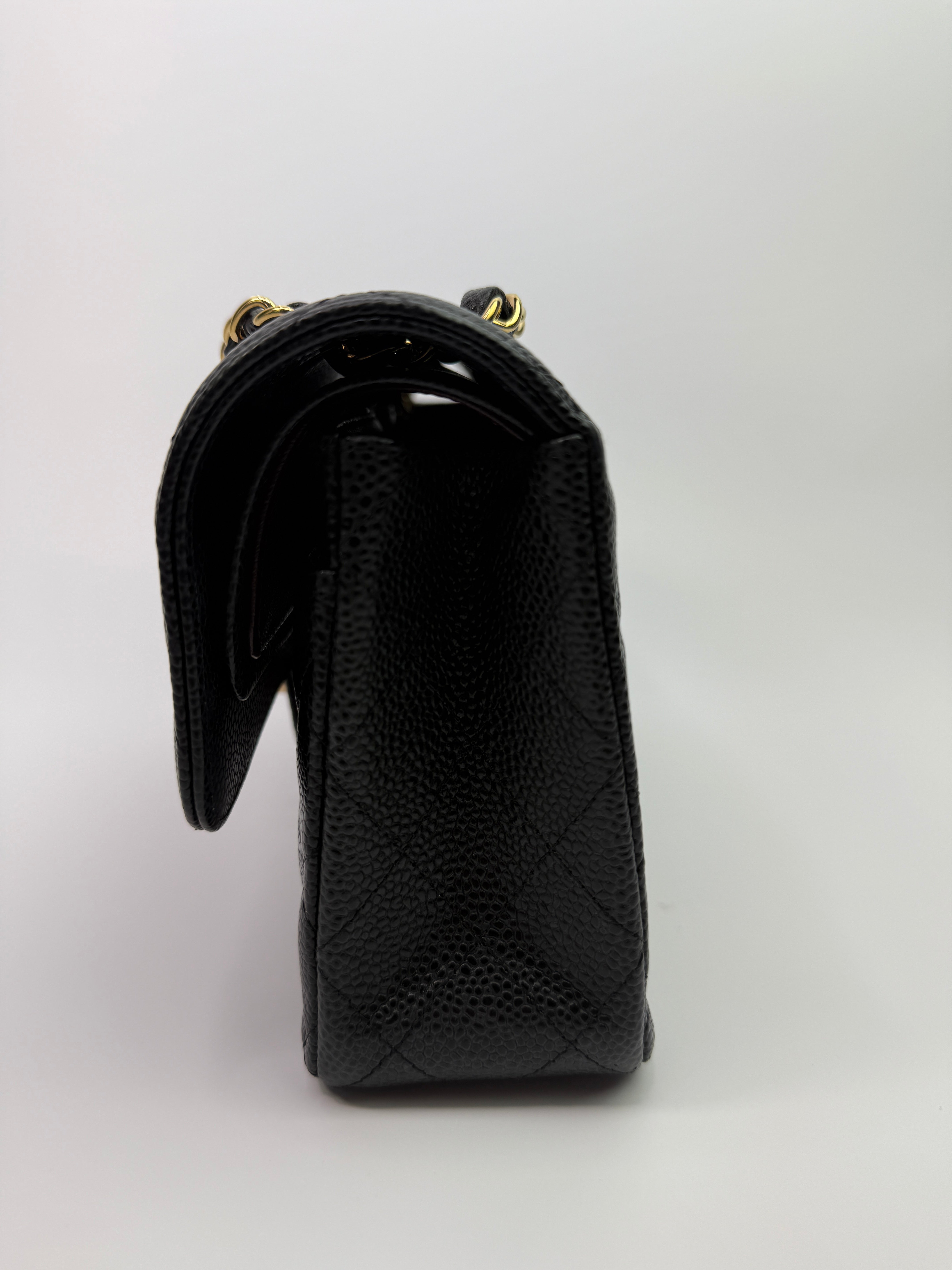 Chanel Small Classic Double Flap In Black Caviar Leather With GHW