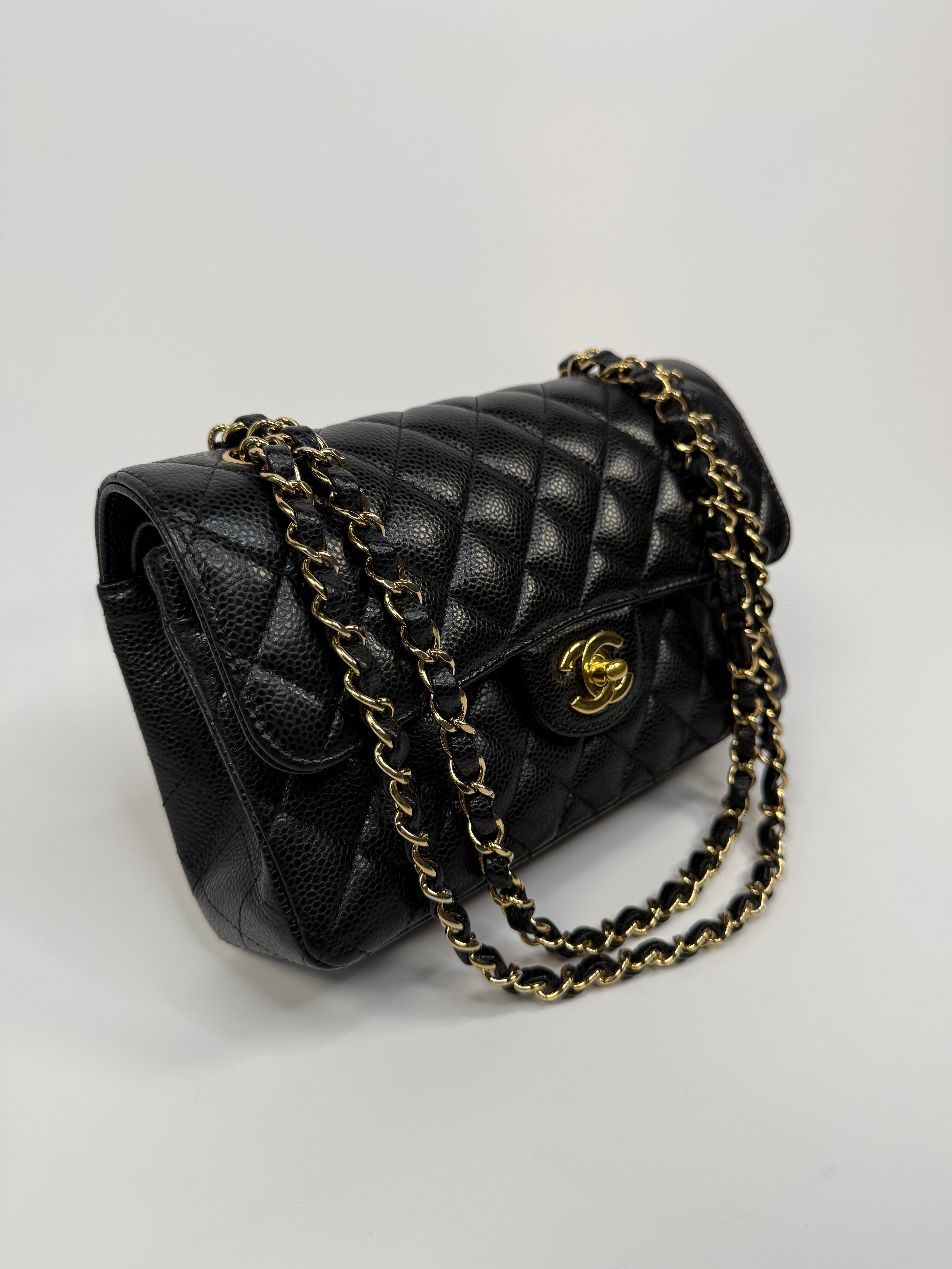 Chanel Small Classic Double Flap In Black Caviar Leather With Gold Hardware
Pre Loved & Authentic 