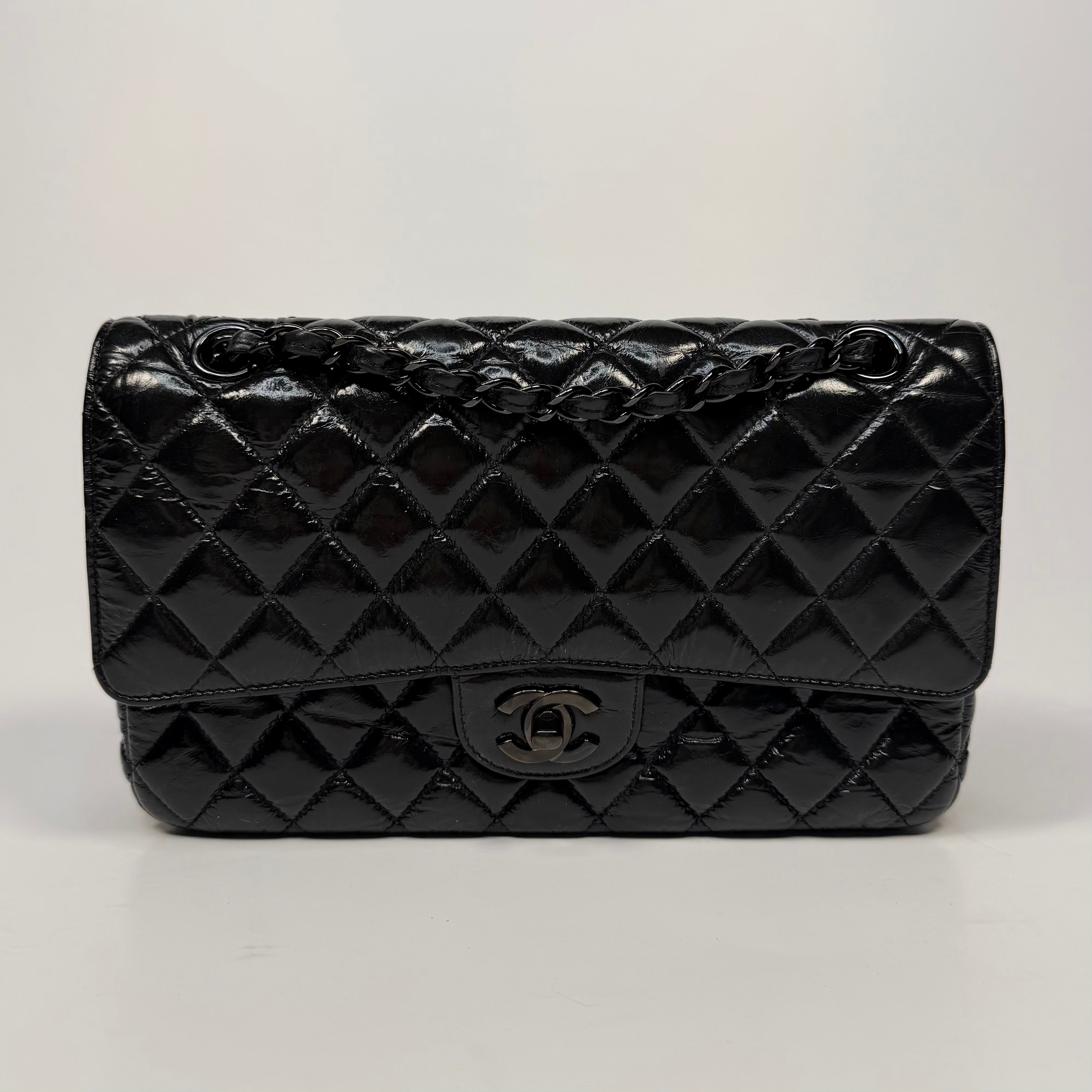 Chanel Medium So Black Calfskin Leather Classic Double Flap In Very Good Condition. Authentic and preloved. 100% Authenticity Guarantee.