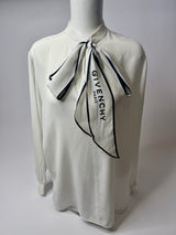 Givenchy Tie-neck Silk Crepe De Chine Blouse ( Size 38 / UK 10)