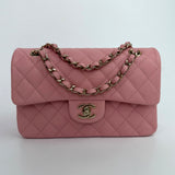 Chanel Small Classic Double Flap In Pink Caviar Leather With GHW