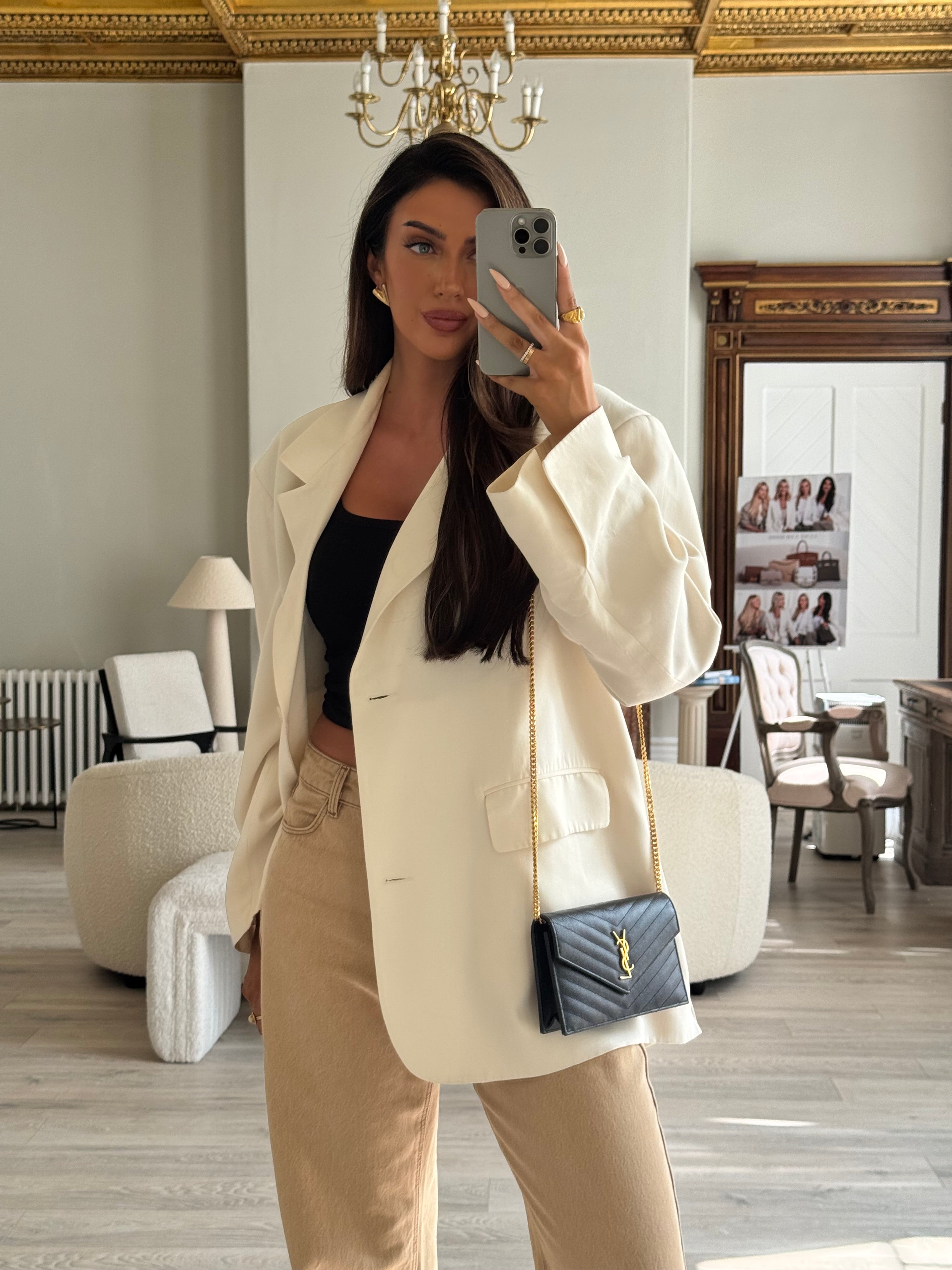 Saint Laurent Cassandre Matelassé Textured- Leather Wallet On Chain