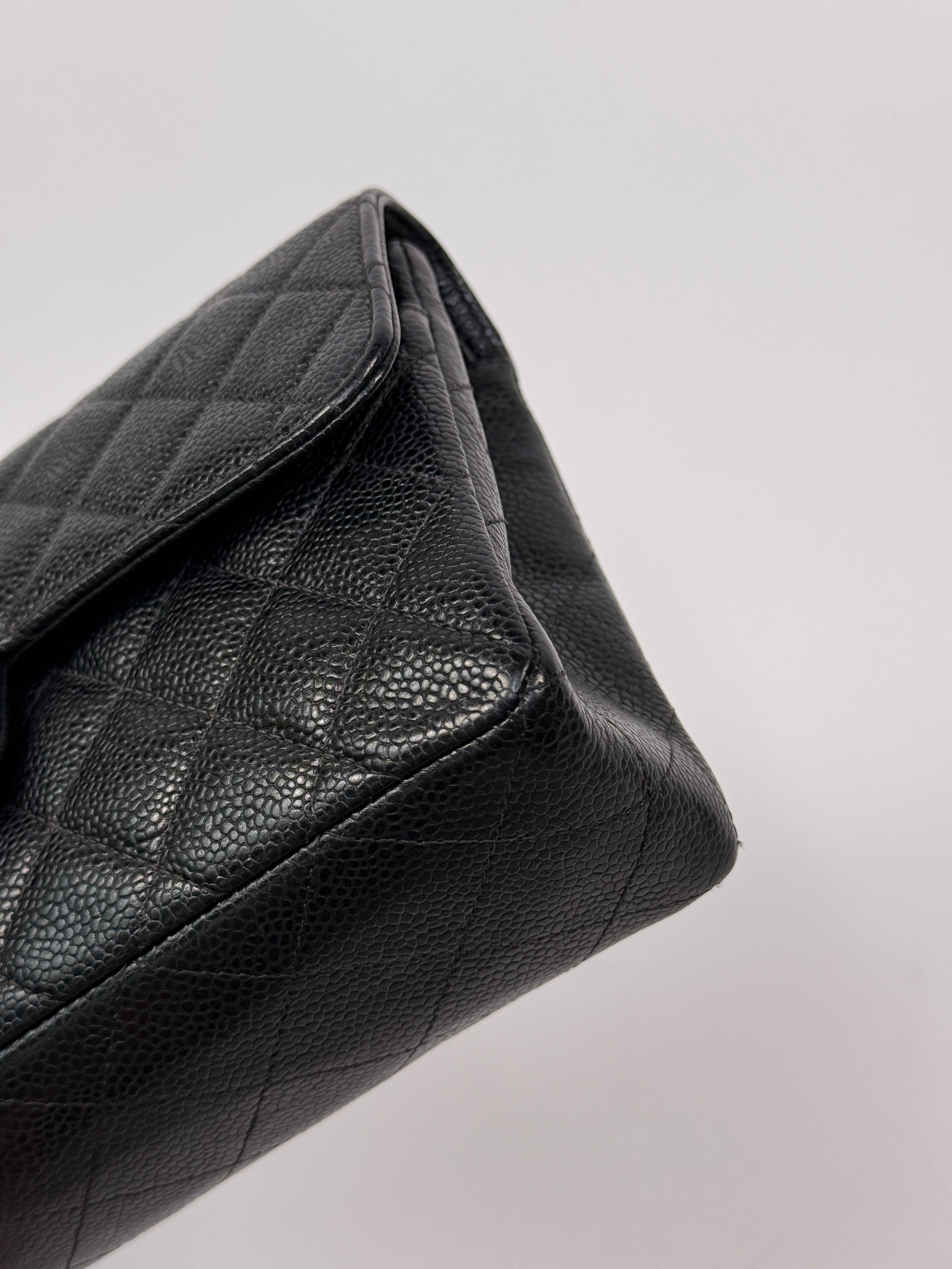 Chanel Vintage Small Classic Double Flap In Black Caviar Leather With GHW