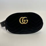 Gucci GG Black Velvet Marmont Belt Bag