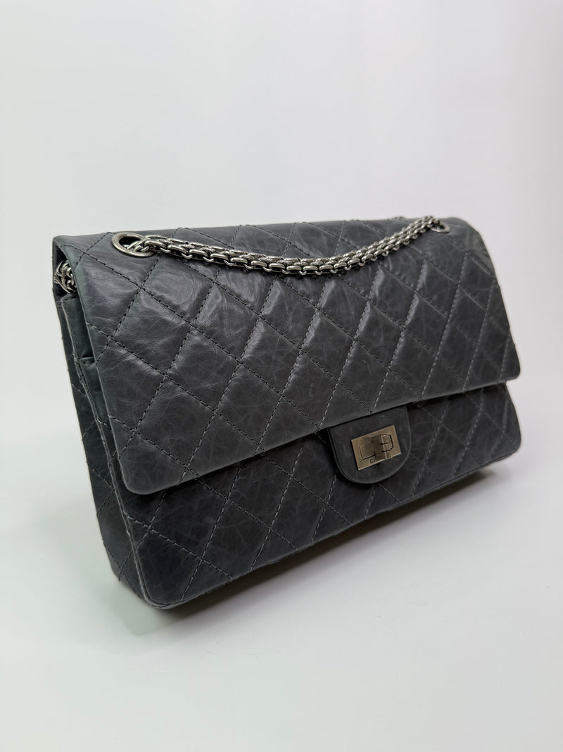 Chanel Medium 2.55 Reissue Flap Bag In Grey Calfskin With RHW