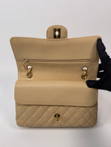 Chanel Medium Classic Double Flap Beige Caviar Leather With GHW