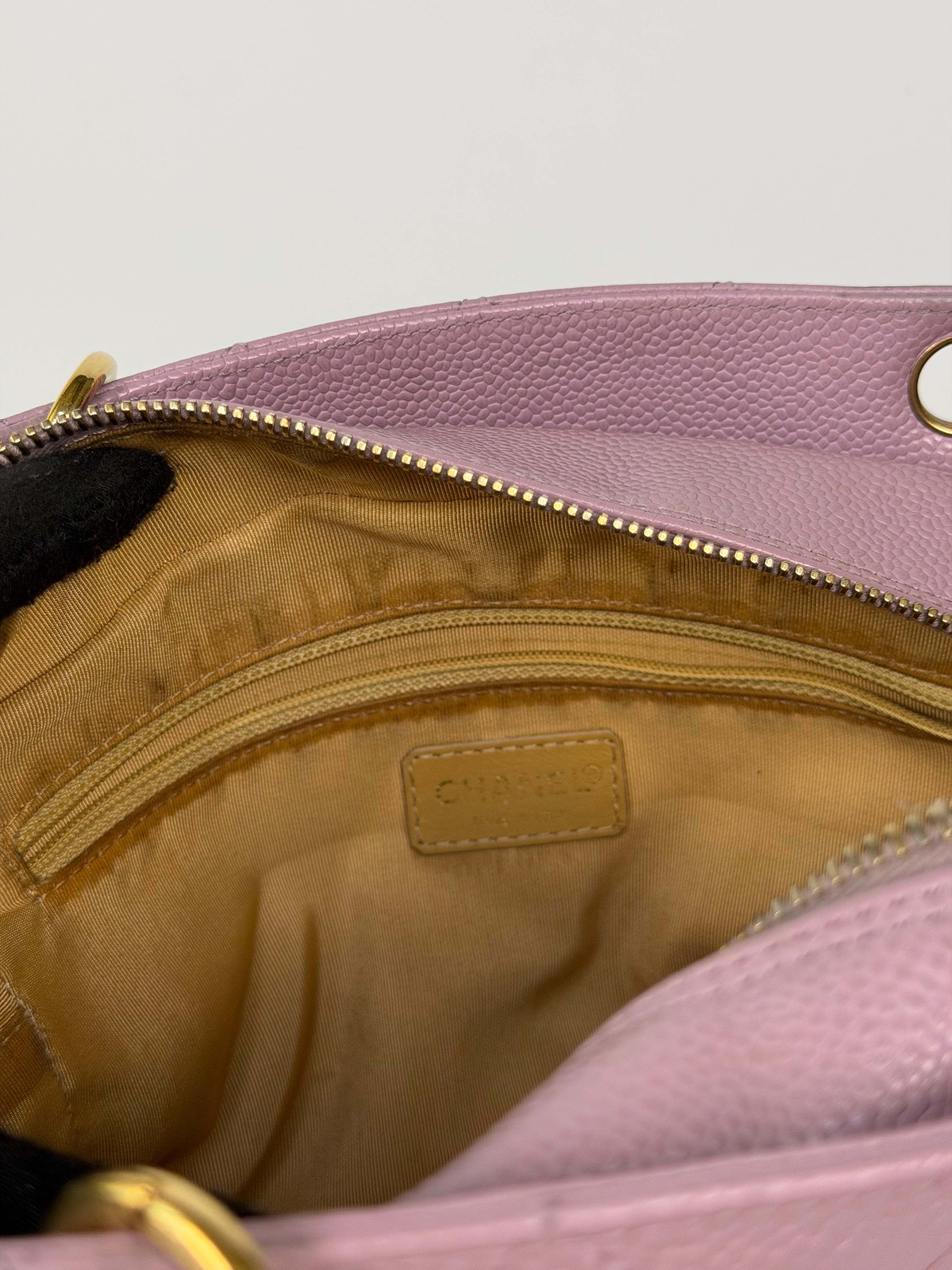 Chanel Petite Timeless Tote In Lilac Caviar Leather With Gold Hardware