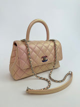 Chanel Small Coco In Iridescent Pink Caviar With Rainbow Hardware