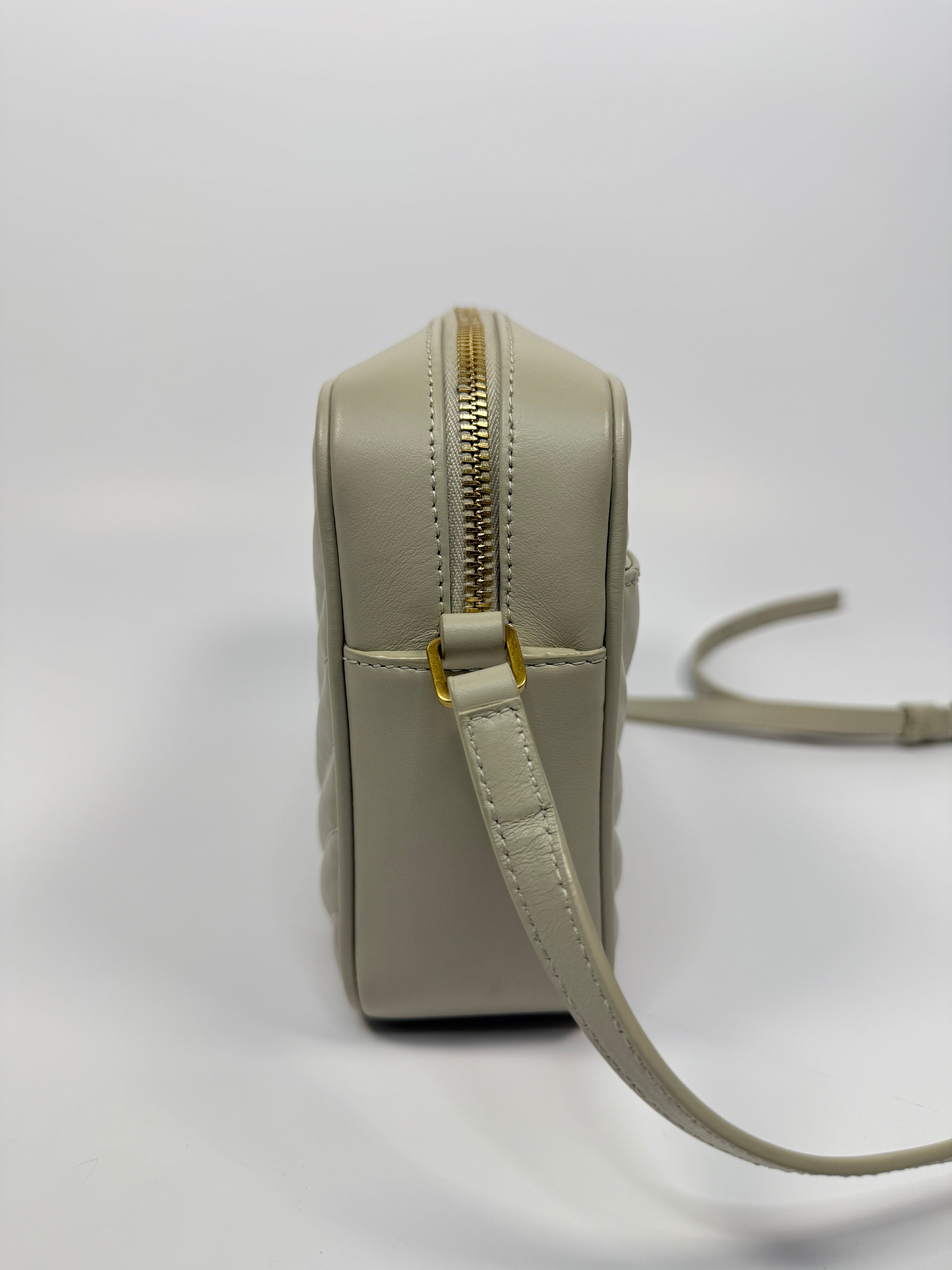 Saint Laurent Small Camera Bag In Ecru Leather