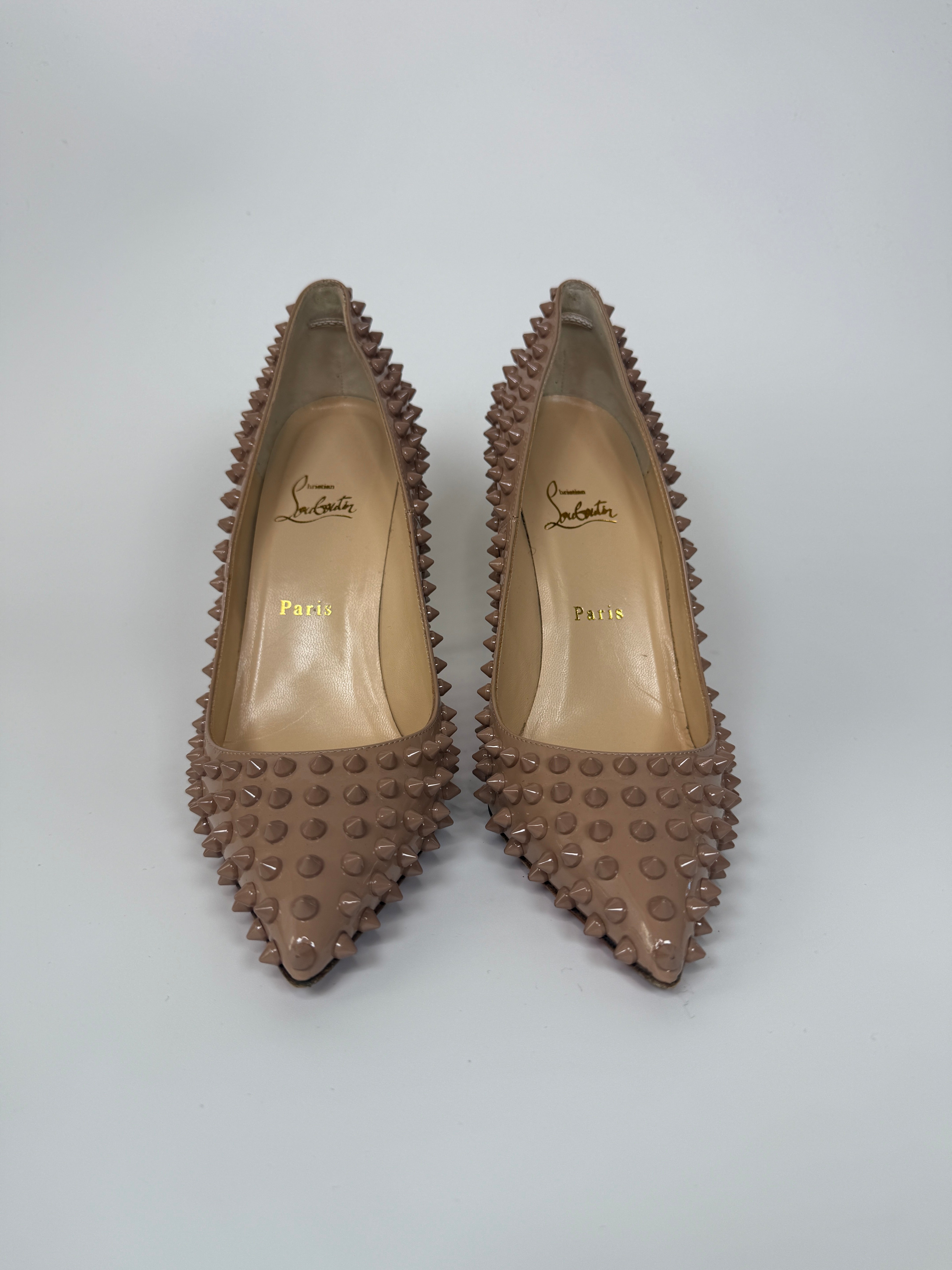Authentic and preloved Christian Louboutin Nude Spike Pigalle 100 Heels (Size 41.5/UK8.5) Very Good condition. 100% Authenticity Guarantee 