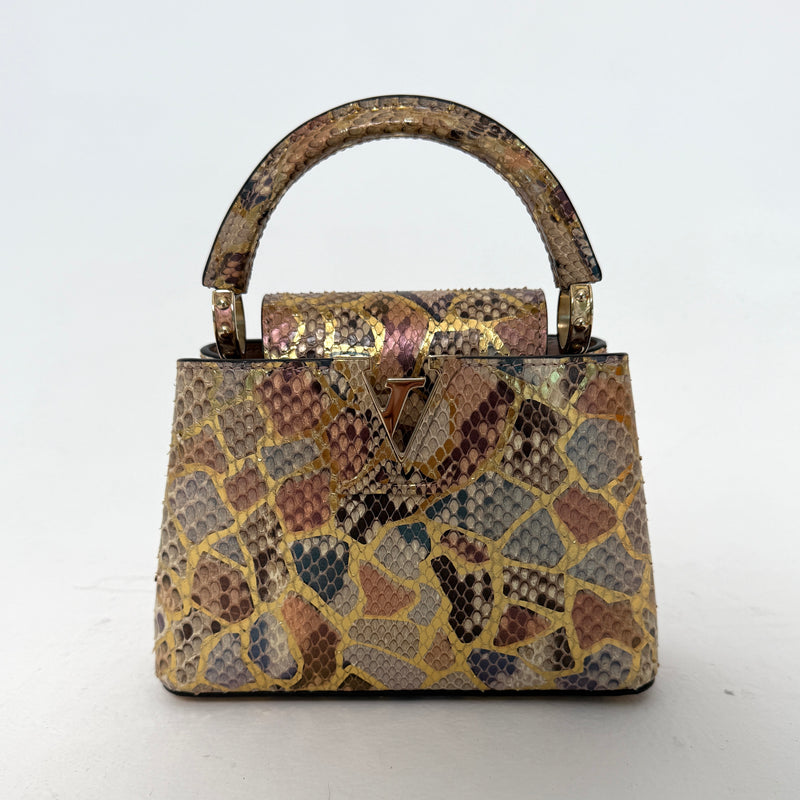 Louis Vuitton Capucines BB In Gold Python With GHW