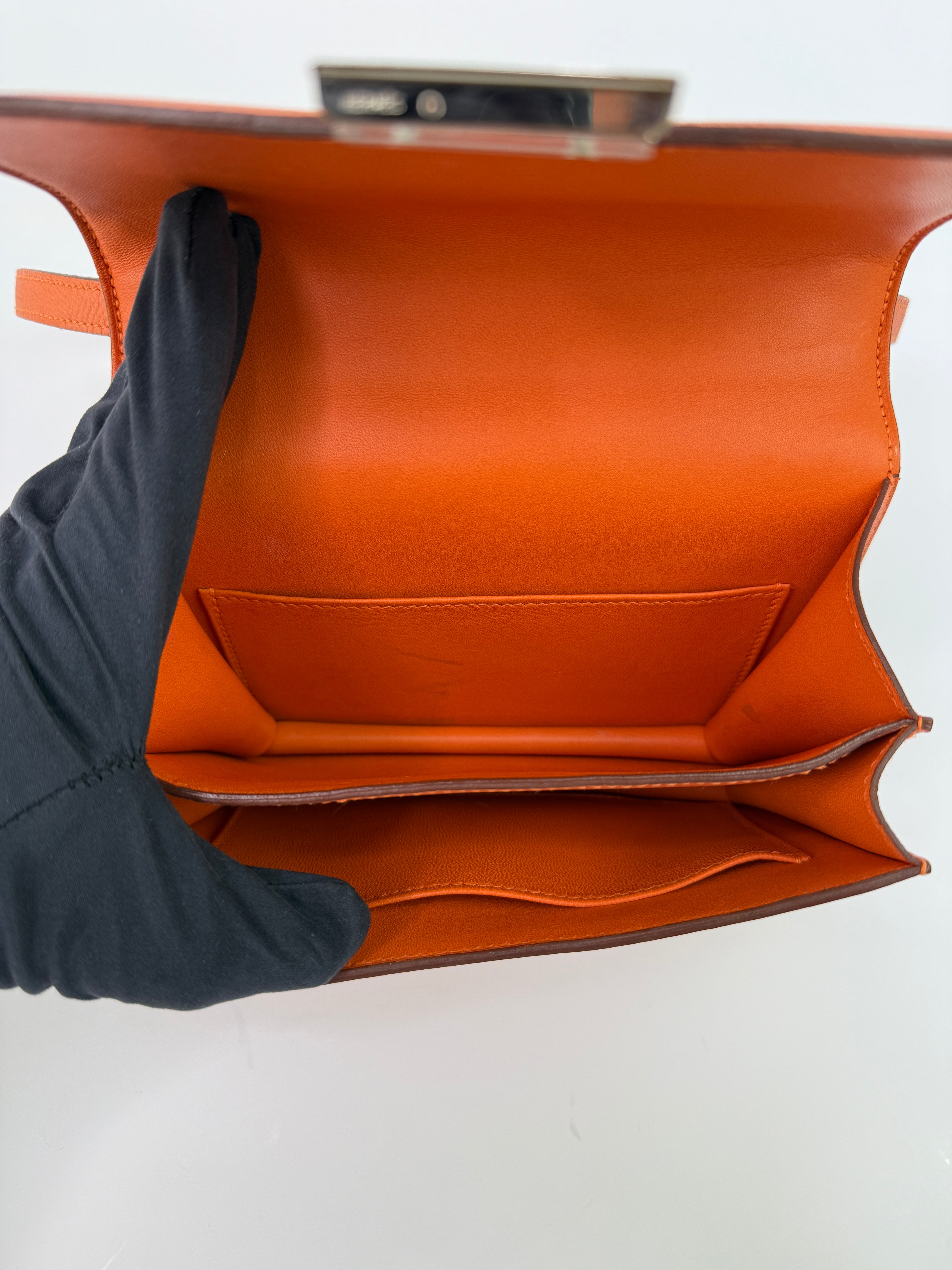 Authentic Pre Loved Hermès Constance 18 In Orange Epsom Leather With Palladium Hardware Very Good Condition