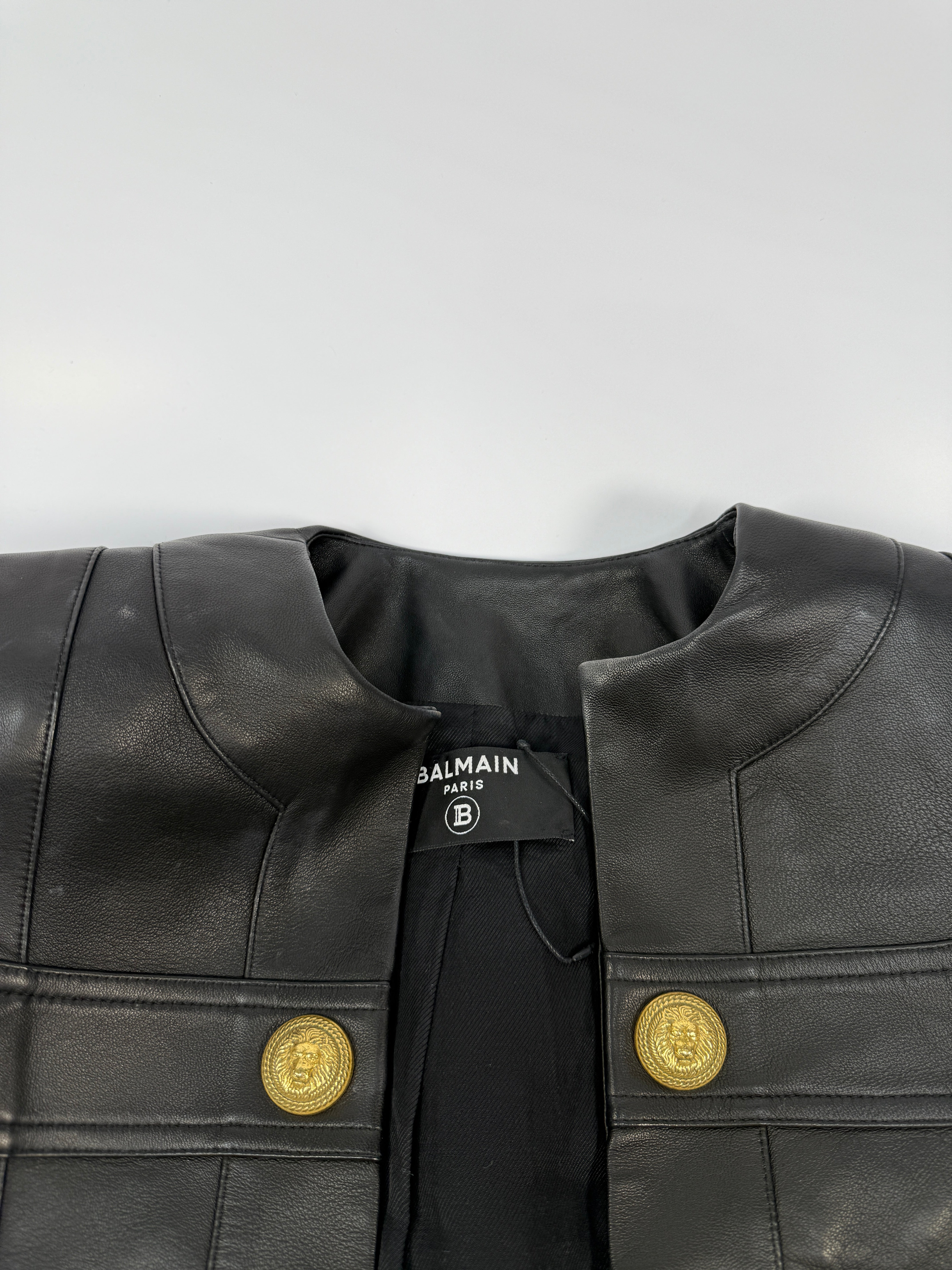 Balmain Cropped Leather Jacket (Size FR36/UK8)