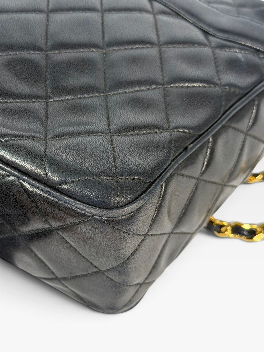 Chanel Vintage Quilted Camera Bag In Black Lambskin With 24kt Gold Hardware 100% authentic and preloved in excellent condition