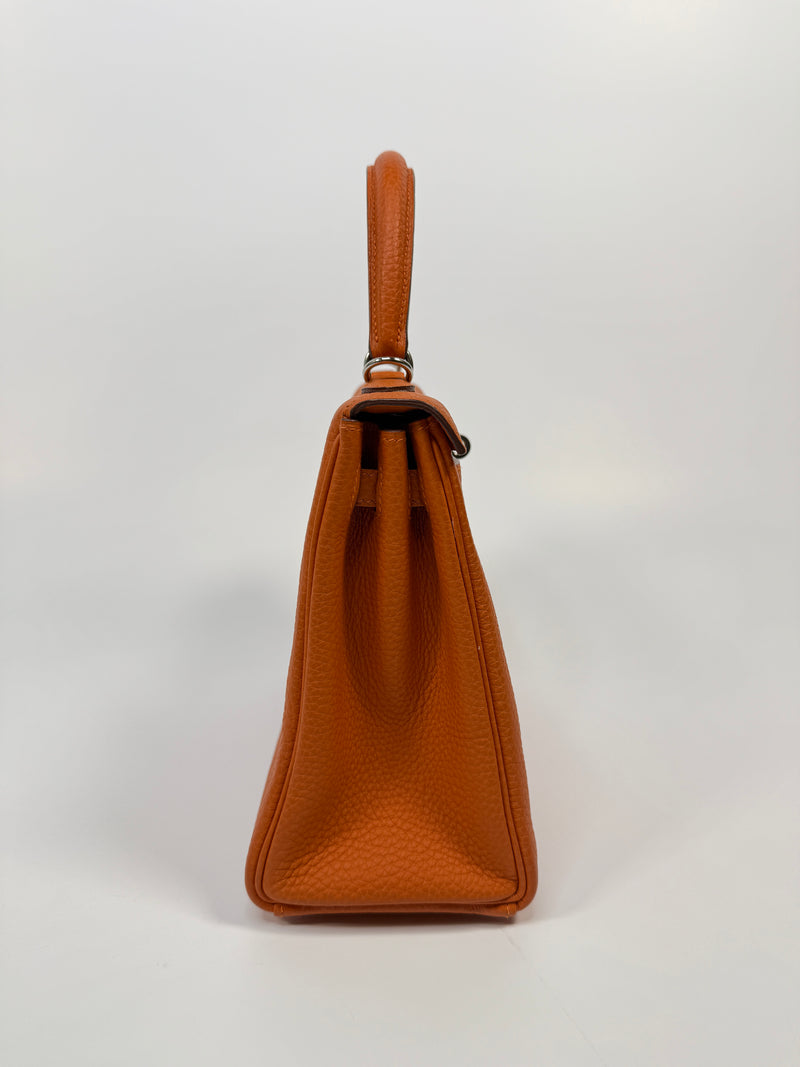 Hermès Kelly 25 In Orange Togo Leather With PHW