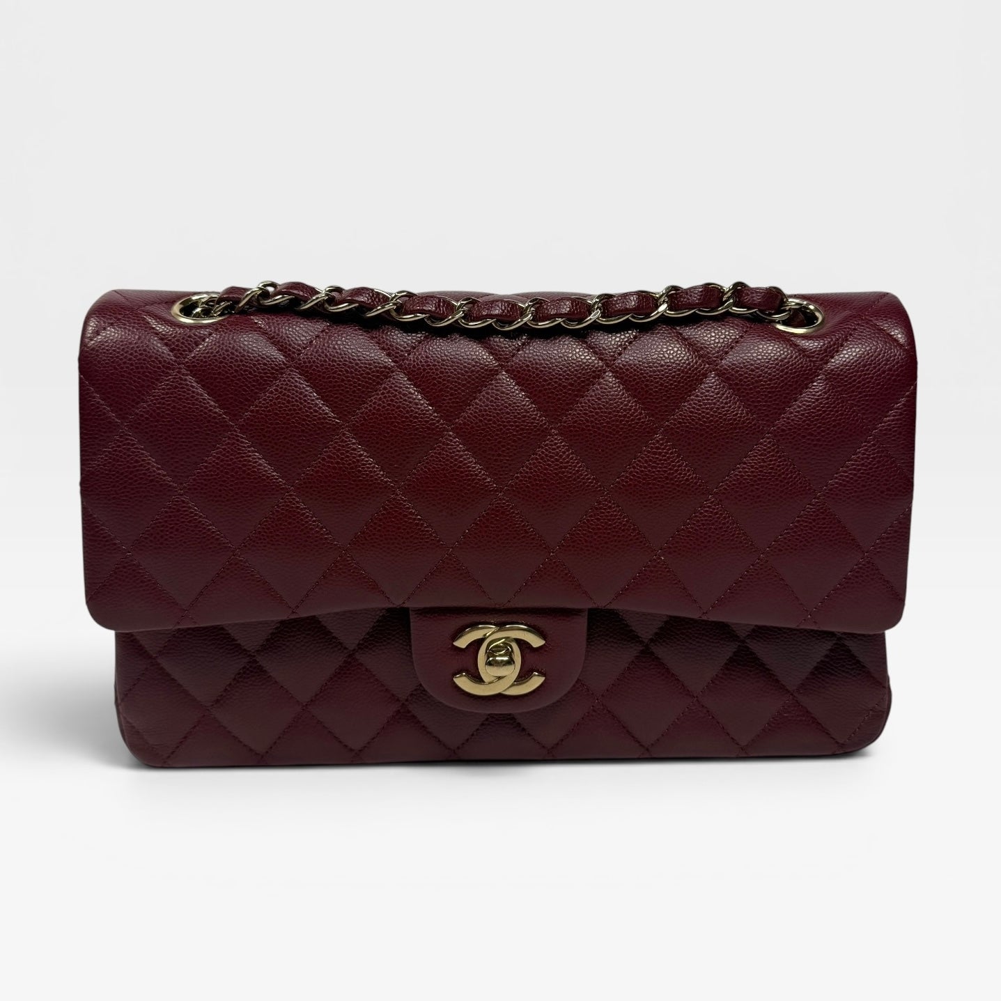 Chanel Medium Classic In  Burgundy Caviar Leather With GHW