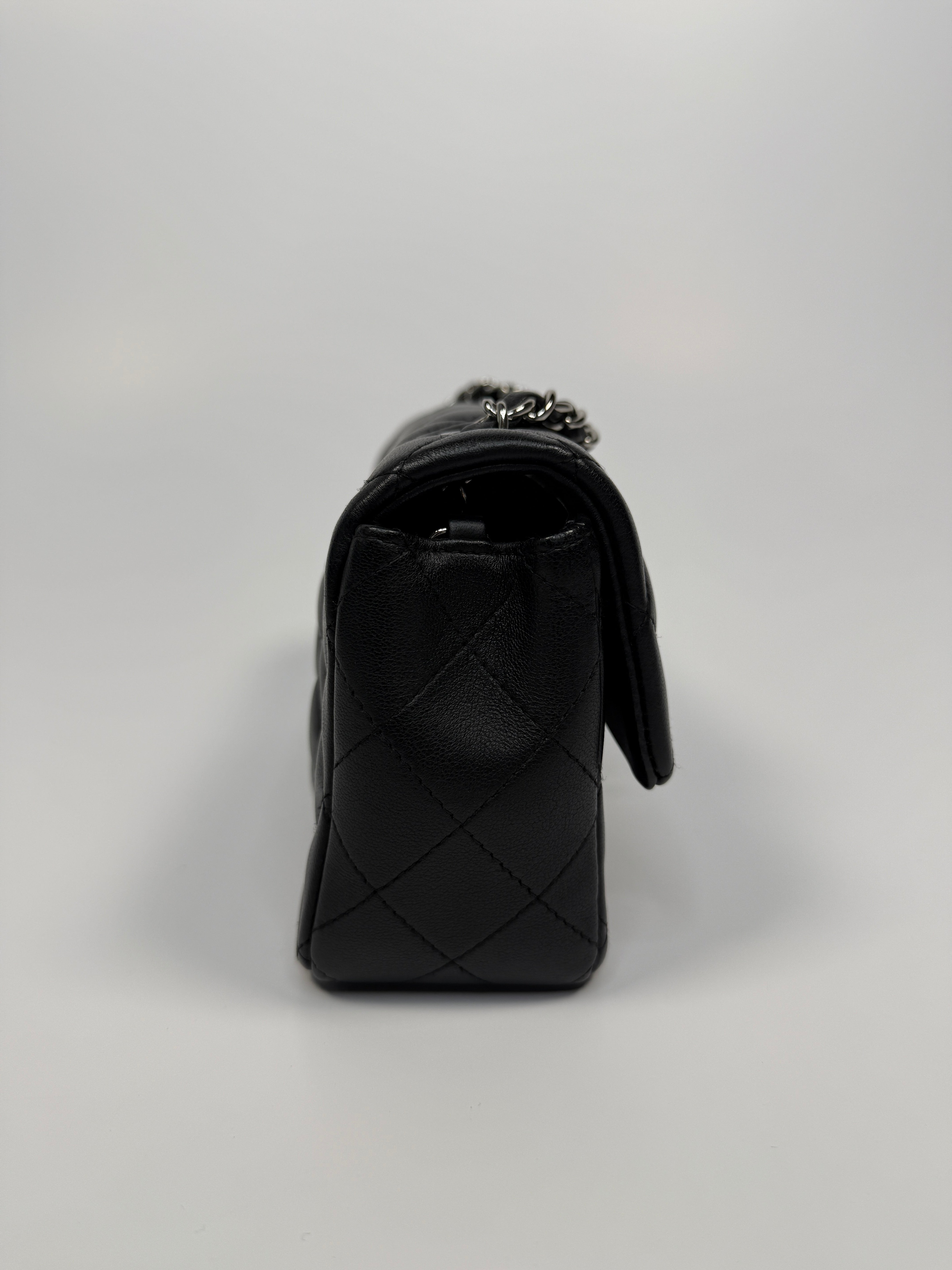 Chanel Mini Rectangle In Black Lambskin With SHW