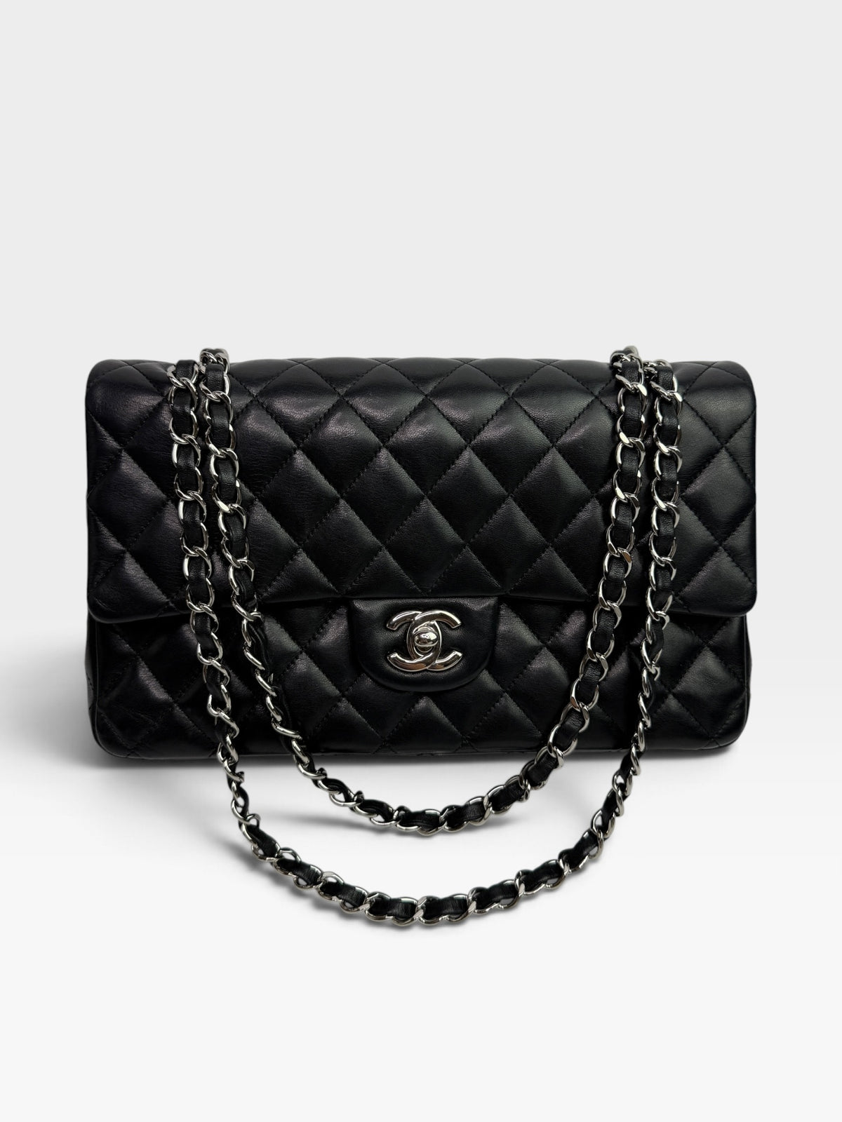 Chanel Medium Classic Double Flap Black Lambskin With SHW