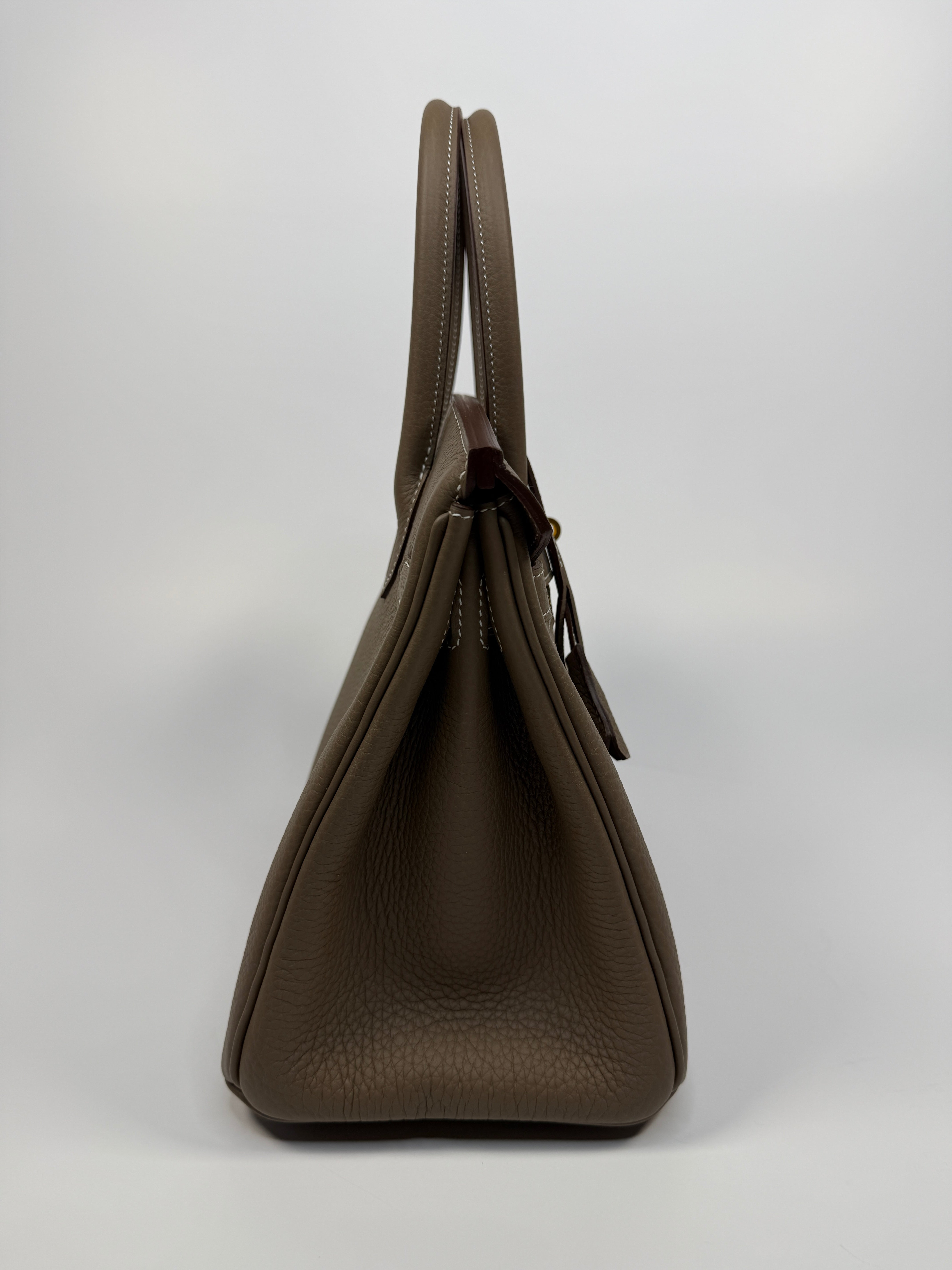 Authentic Pre Loved Hermès Birkin 30 In Etoupe Togo Leather With Brushed GHW New & Unused