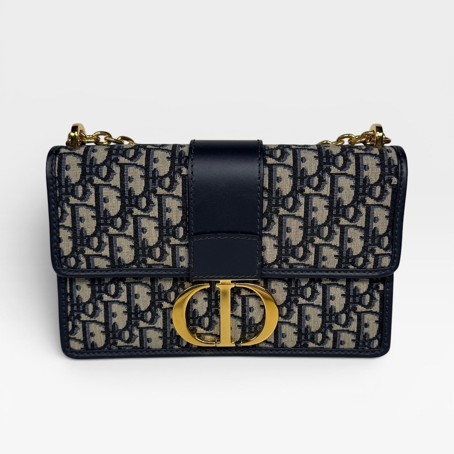 Christian Dior 30 Montaigne Bag In Oblique Canvas With Gold Hardware