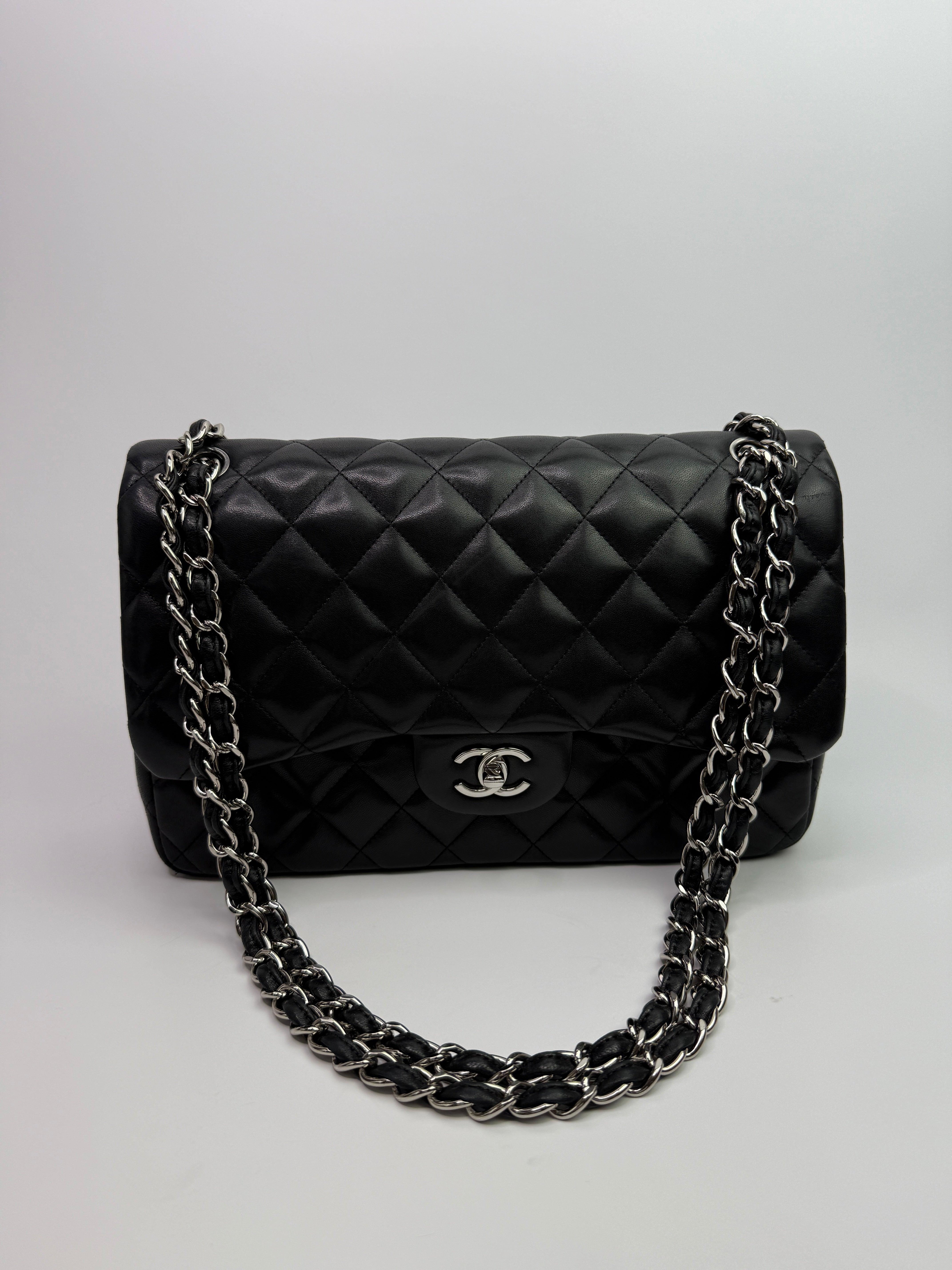 Chanel Jumbo Black Lambskin Leather With SHW