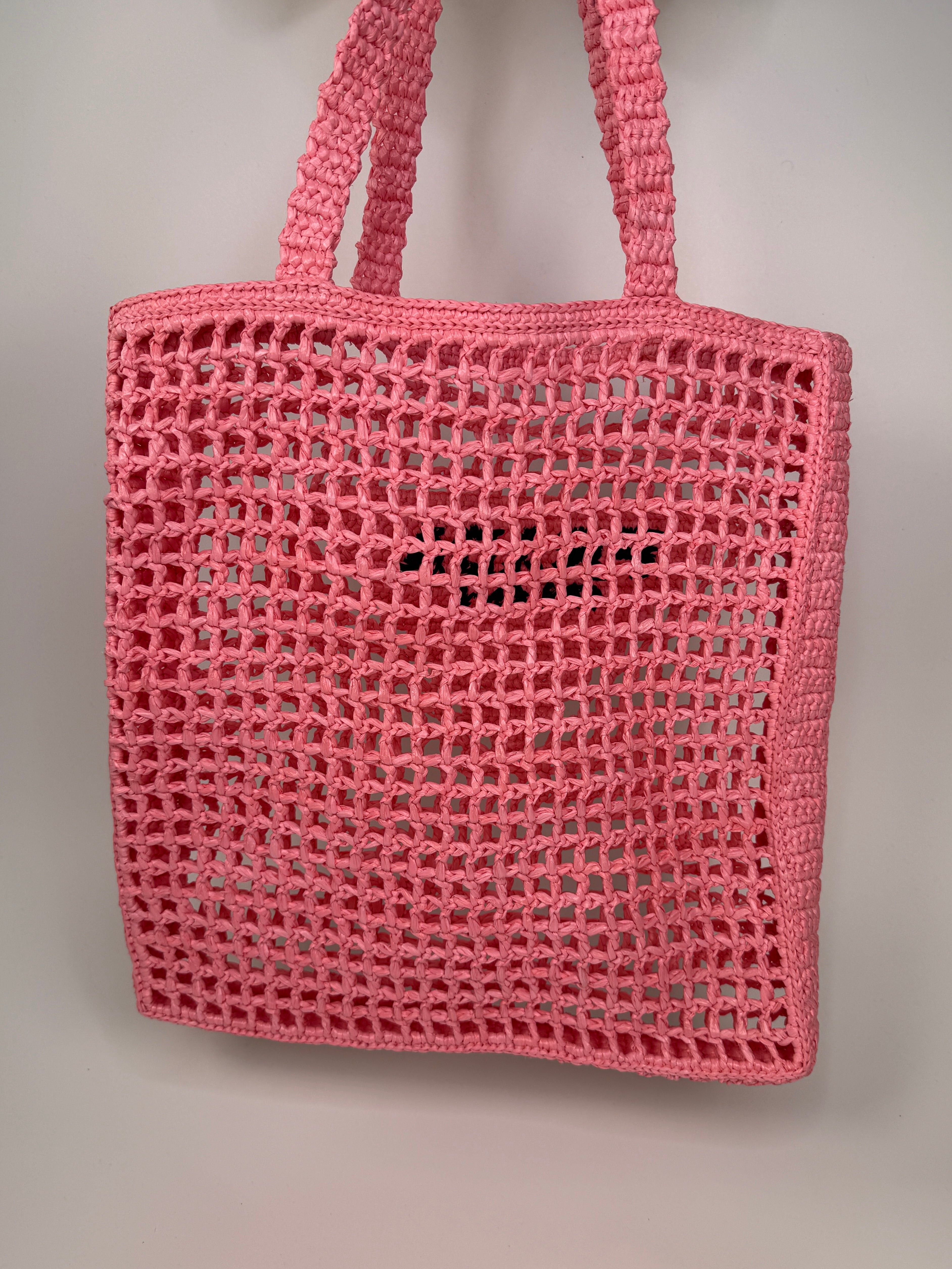 Prada Crotchet Tote In Petal Pink Excellent Condition 