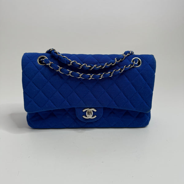 Chanel Medium Classic Double Flap In Blue Fabric