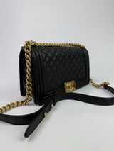 Chanel Boy Bag Medium In Black Lambskin GHW