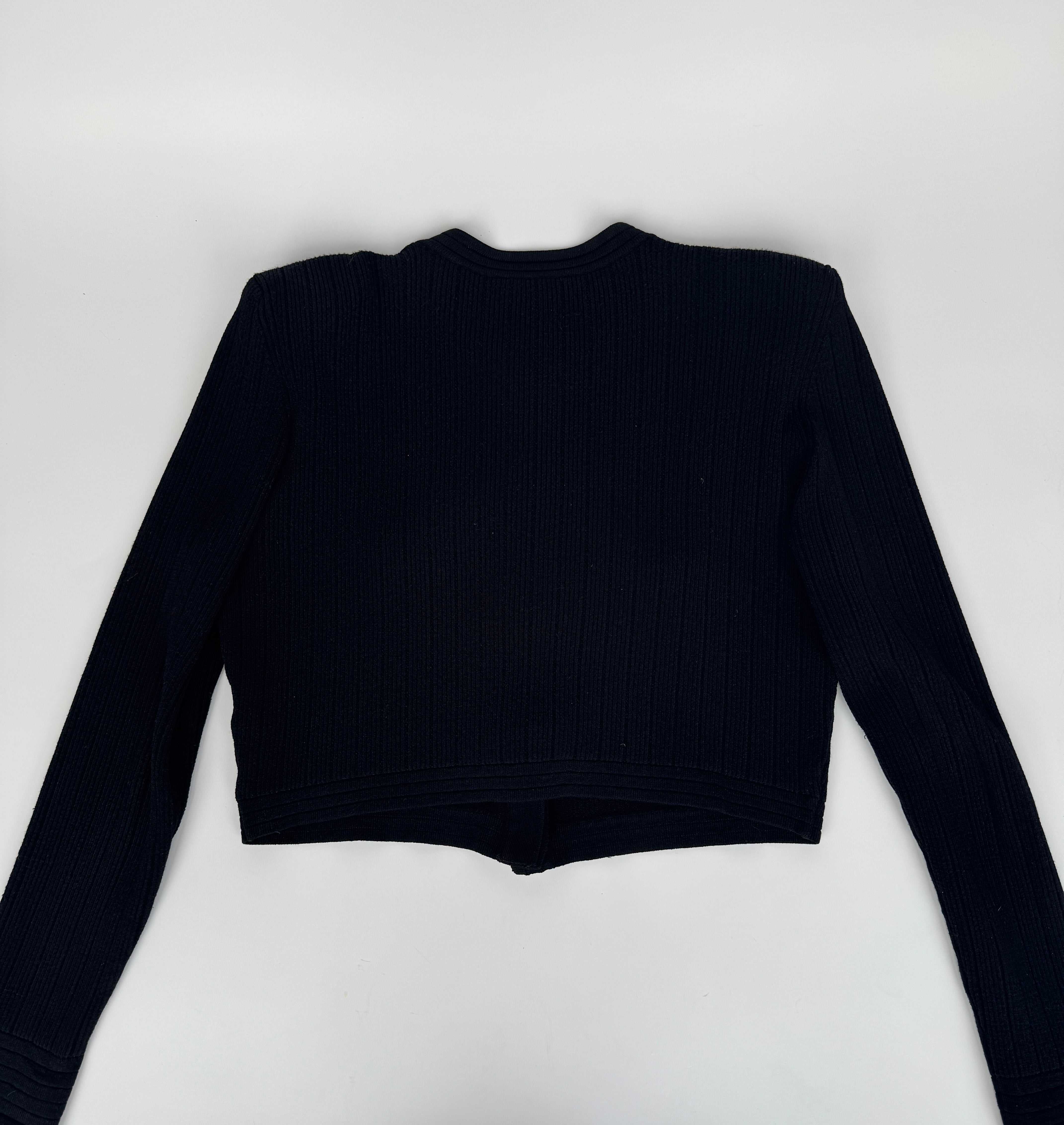 Balmain Black Cropped Jacquard-Knit Blazer (Size FR44)