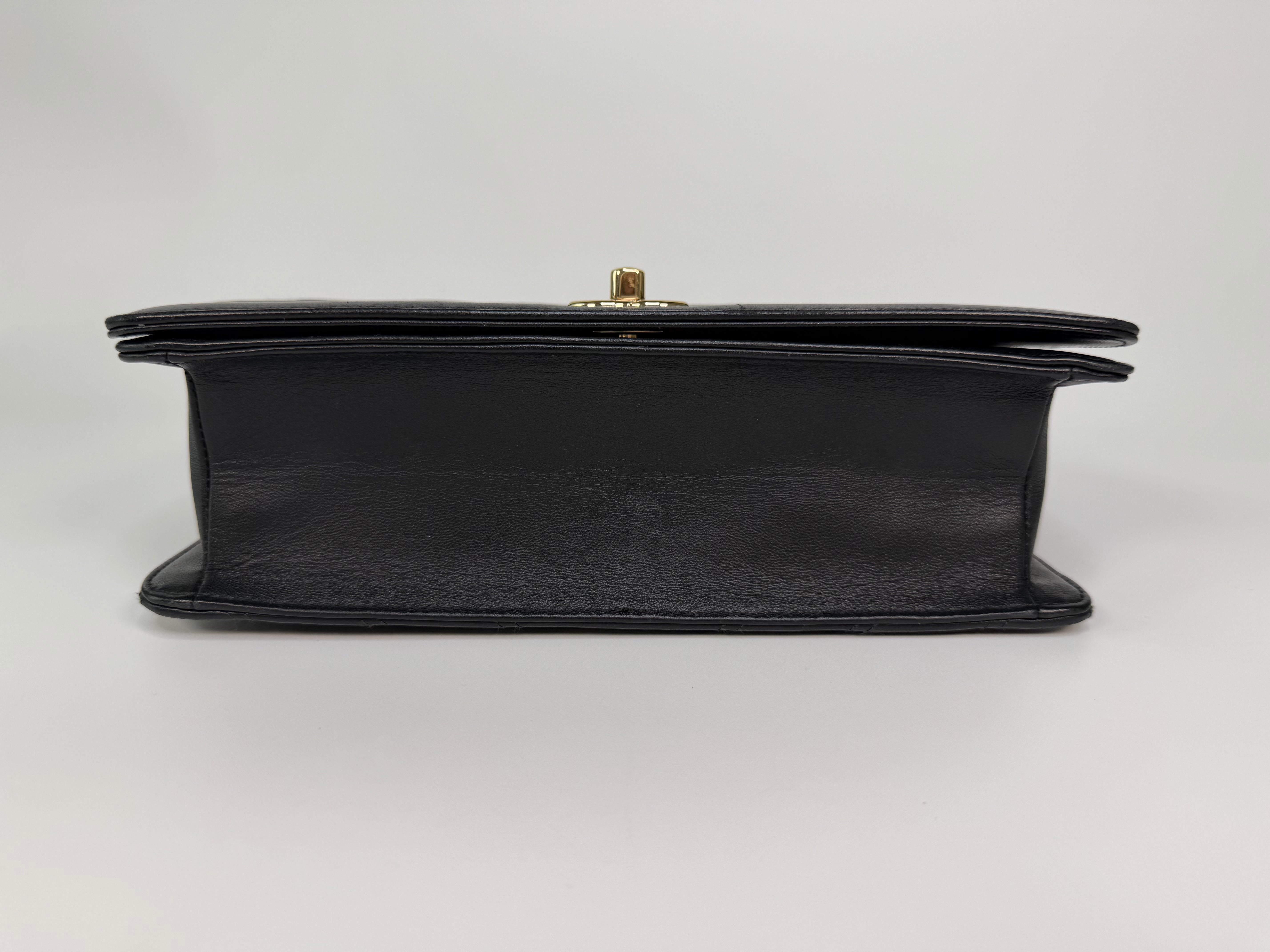 Chanel Chevron Flap In Black Lambskin Leather With Gold Hardware. Authentic and preloved in excellent condition. 100% guarantee