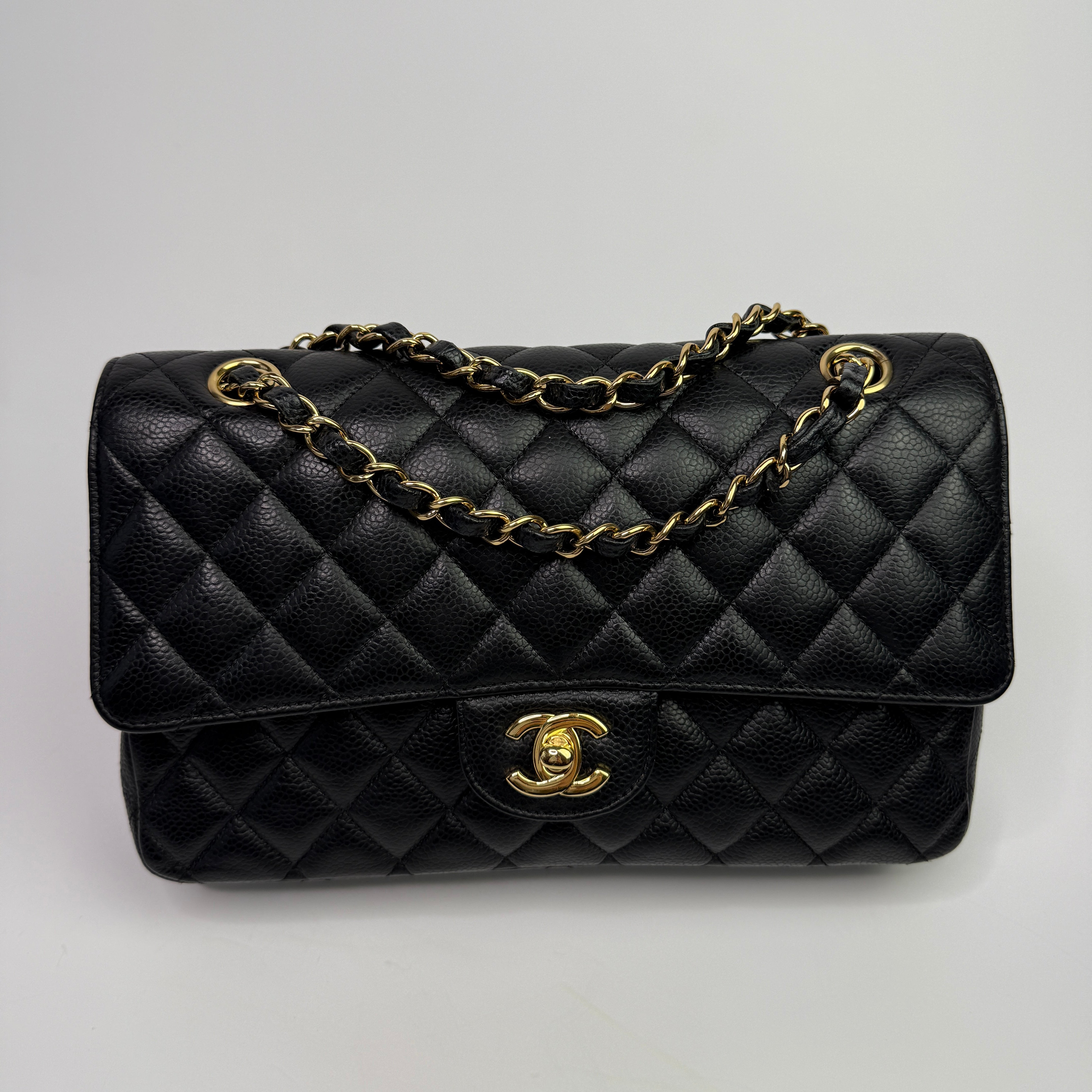 Chanel Medium Classic Double Flap Black Caviar Leather With GHW
