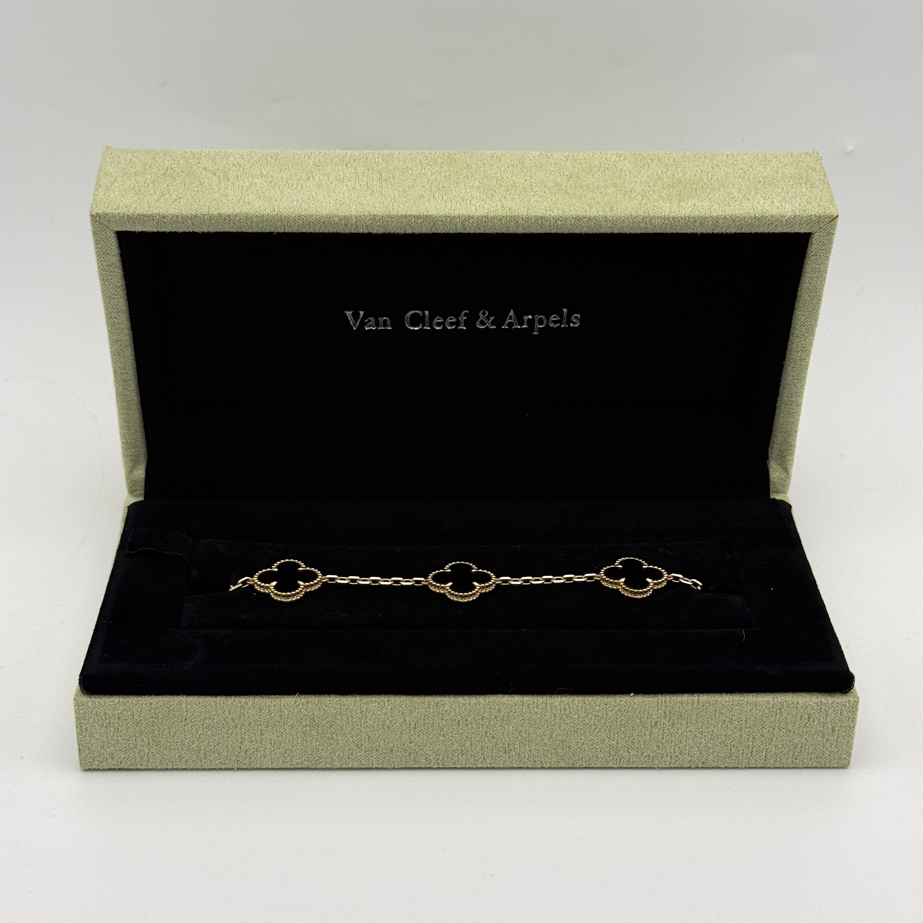 Van Cleef & Arpels Vintage Alhambra Bracelet, 5 Motifs Onyx Authentic and preloved in excellent condition