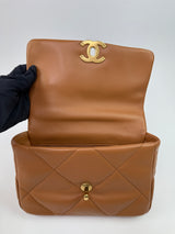 Chanel 19 Small Flap Bag In Camel Lambskin Leather