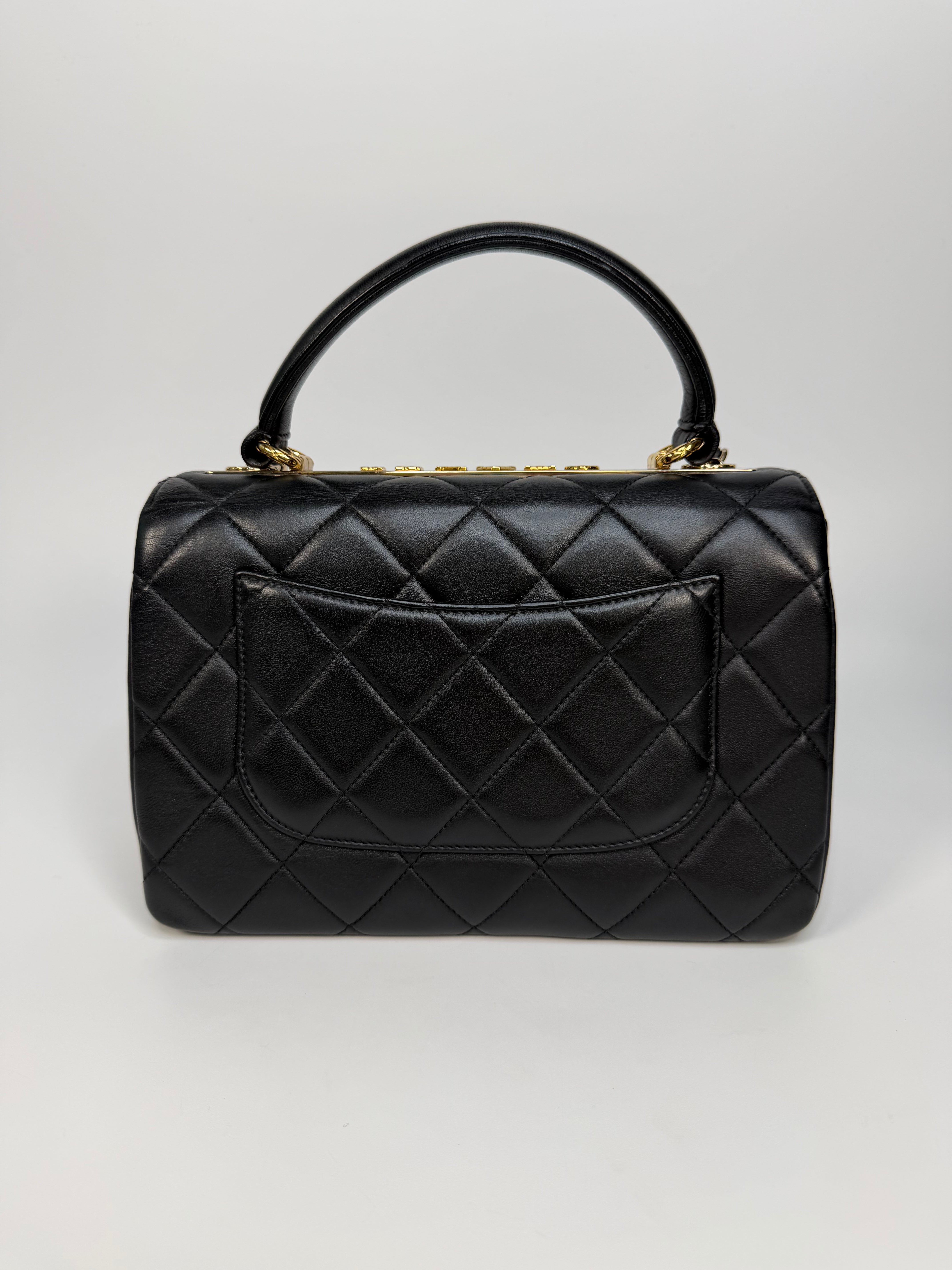 Chanel Small Trendy Top Handle In Lambskin Leather With Gold Hardware. Authentic and preloved in excellent condition.