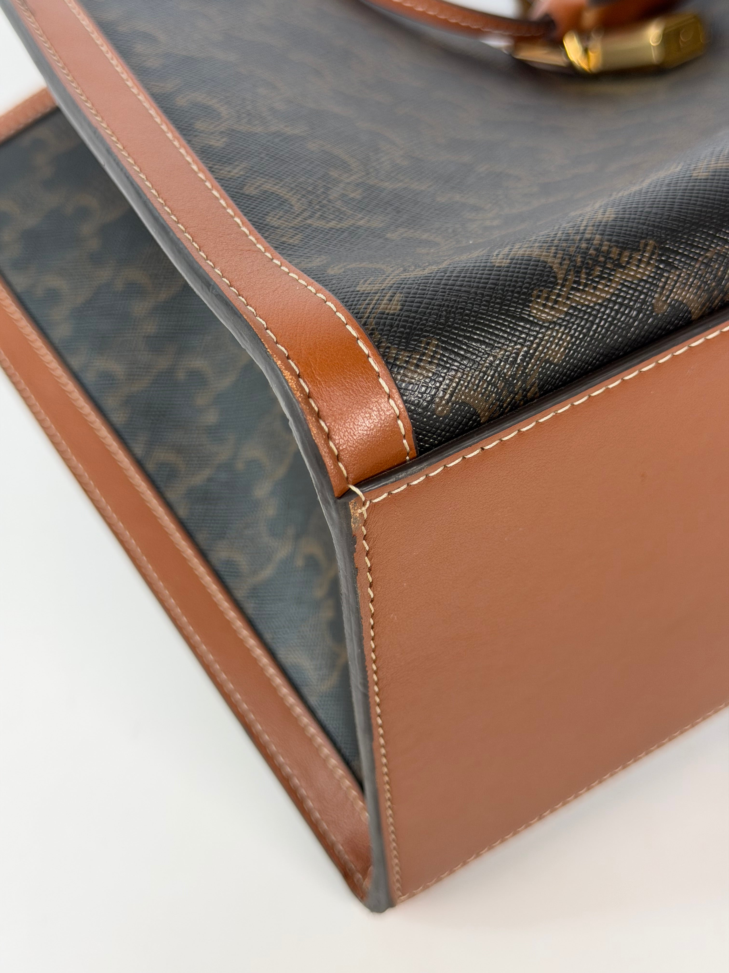 Celine Cabas 16 In Triomphe Canvas And Tan Calfskin. 100% authentic and preloved in excellent condition.
