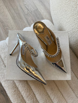 Jimmy Choo Bing 100 Silver Mules (Size 39.5/39.5)