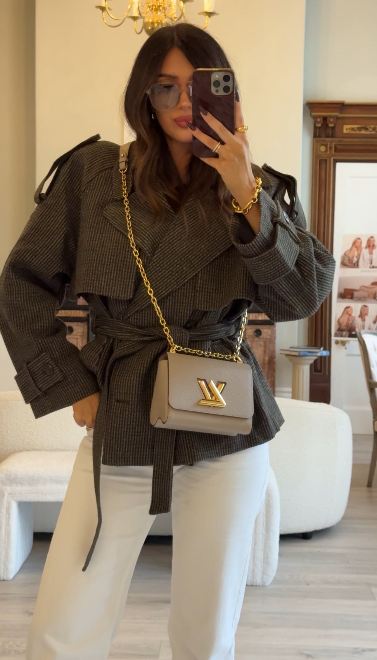 Louis Vuitton Twist PM Shoulder Bag In Beige leather with gold hardware. Authentic and pre loved excellent condition 