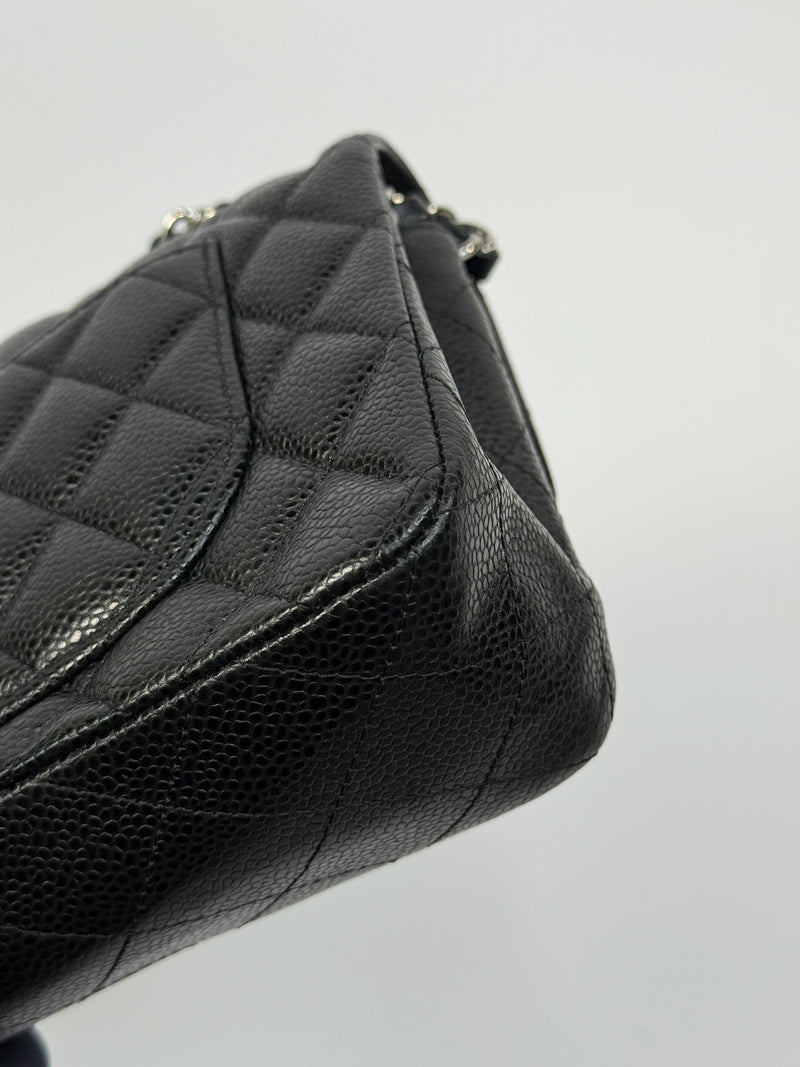 Chanel Small Classic Double Flap In Black Caviar Leather With SHW