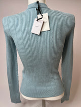 Balmain Blue Ribbed Knit Cardigan (Size 34/ UK 6)