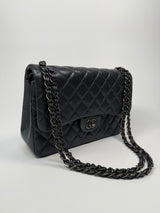 Chanel Jumbo Gunmetal Metallic Calfskin Leather With RHW