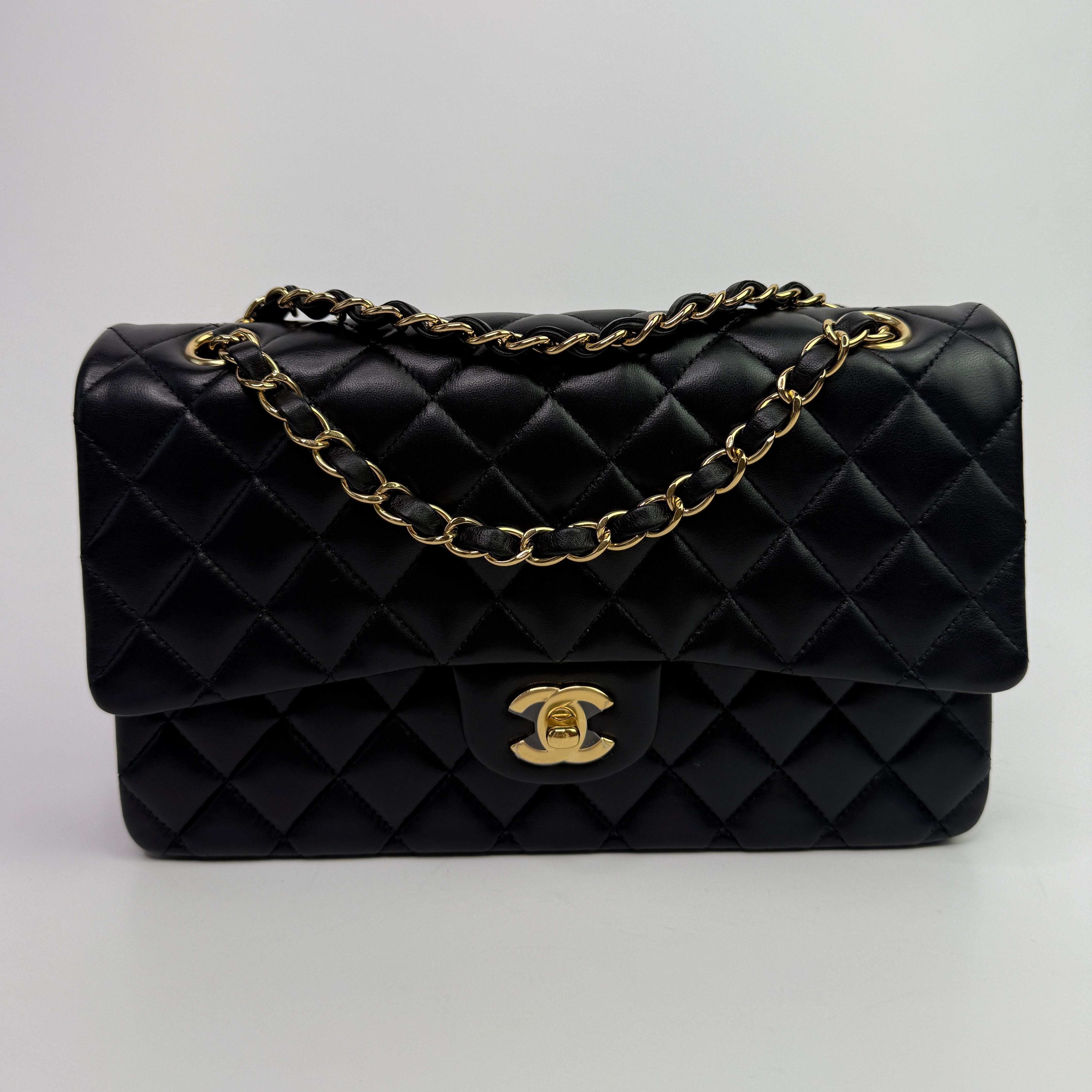 Chanel Medium Classic Double Flap Black Lambskin With GHW