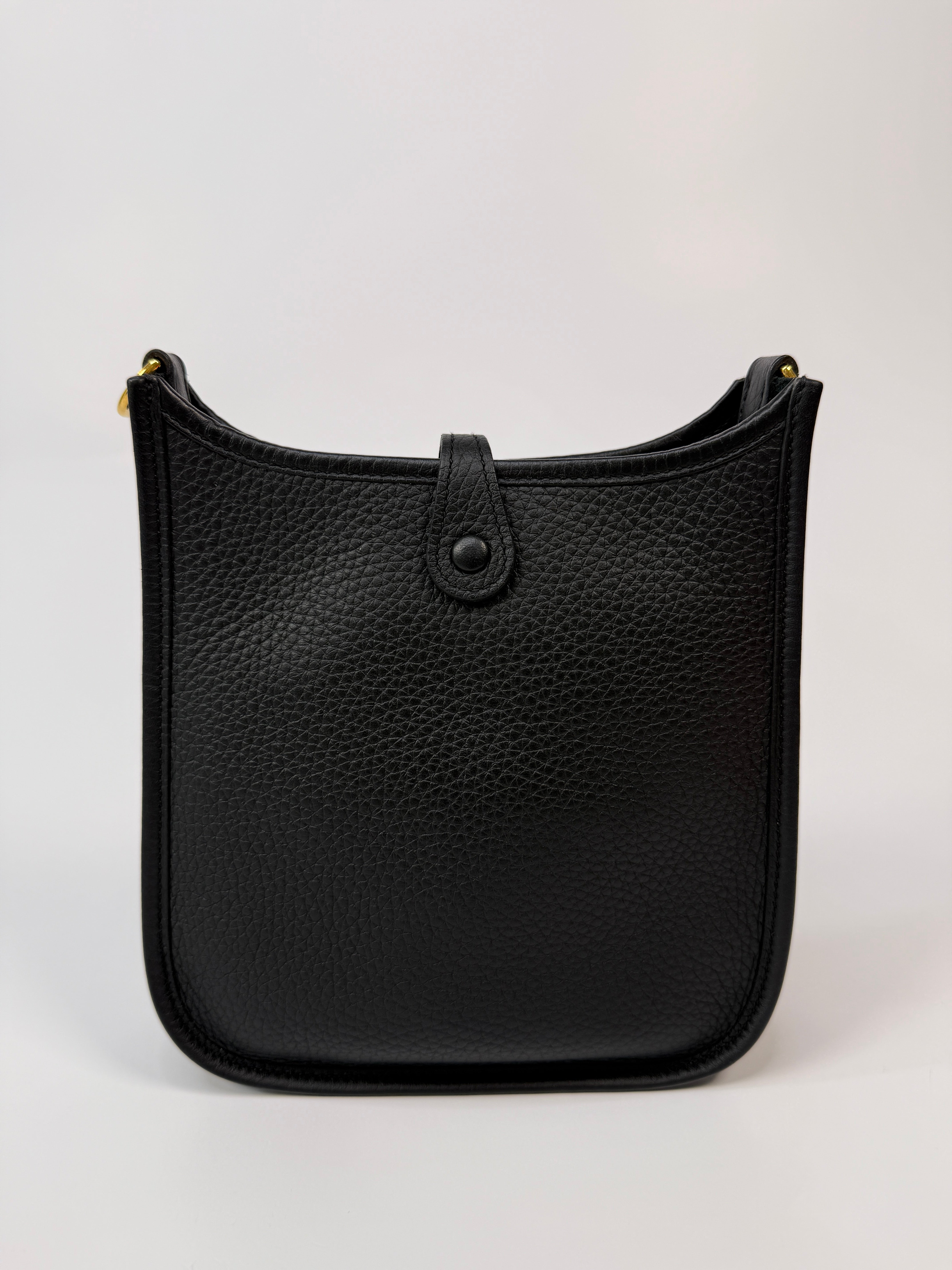 Authentic Pre Loved Hermès Evelyne TPM Black Clemence Gold with Hardware Excellent Condition