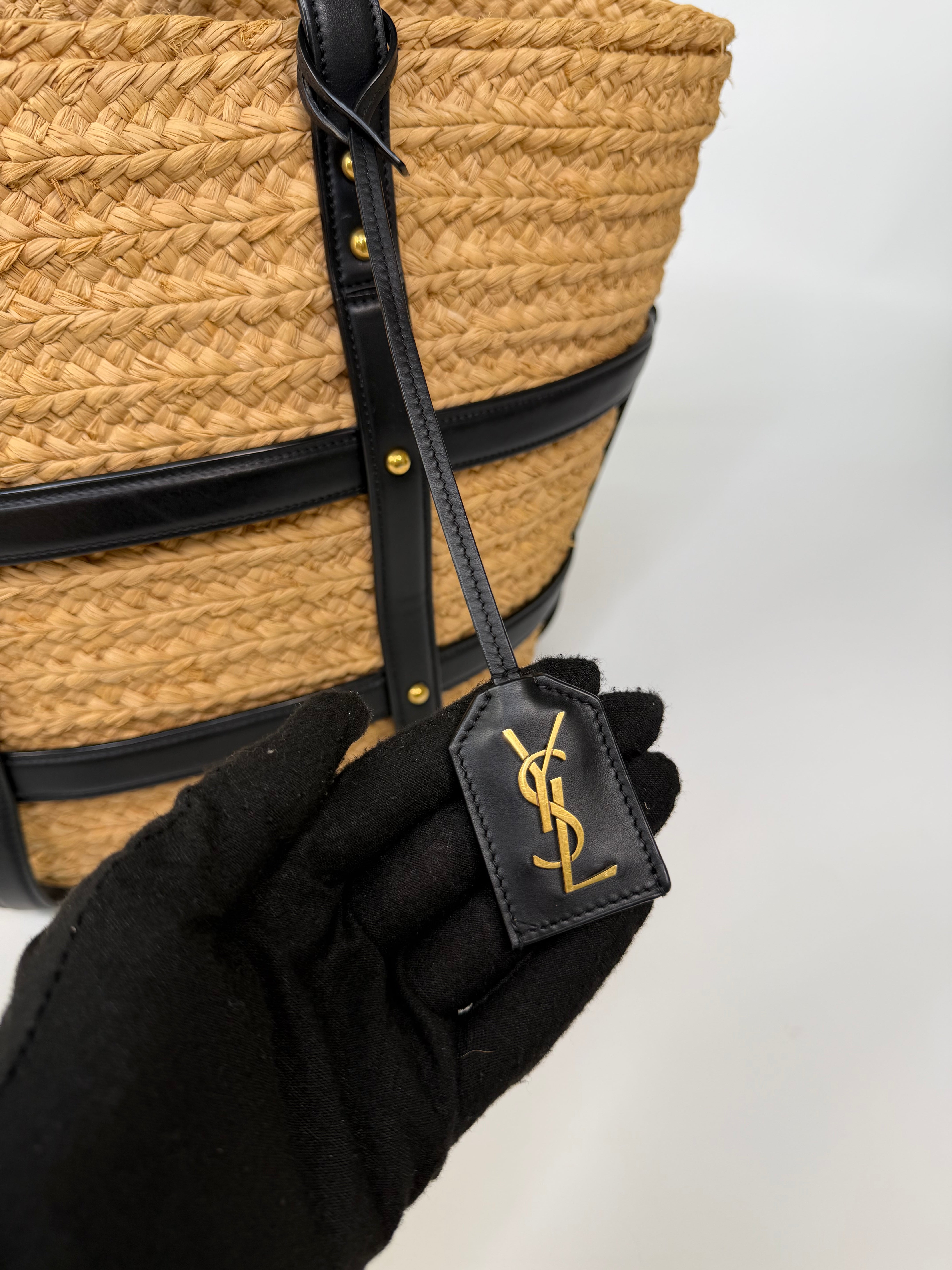 Saint Laurent Medium Panier Wicker Tote Bag In Raffia. 100% authentic and preloved in excellent condition
