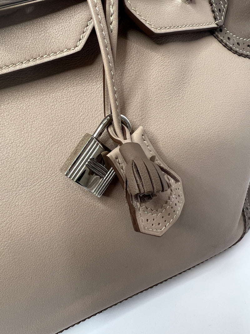 Hermes Birkin 35 P Stamp Ghillies Argile/ Etoupe Silver Hardware