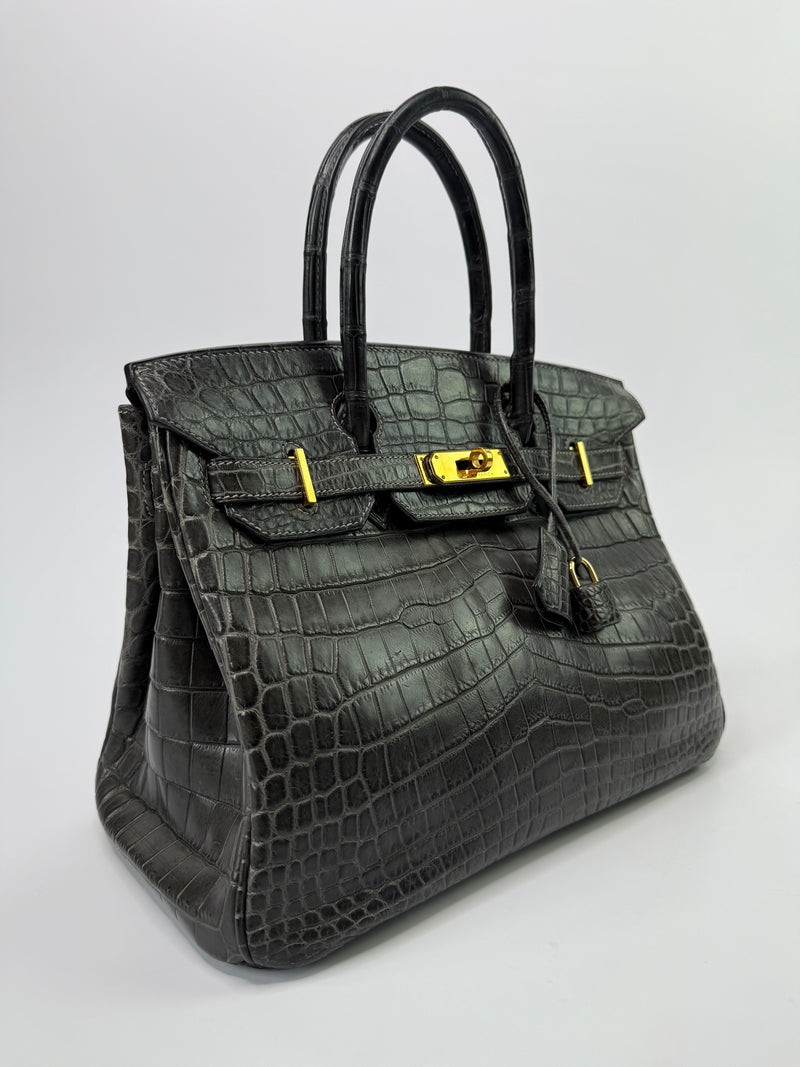 Hermès Birkin 30 In Matte Graphite Crocodile With GHW
