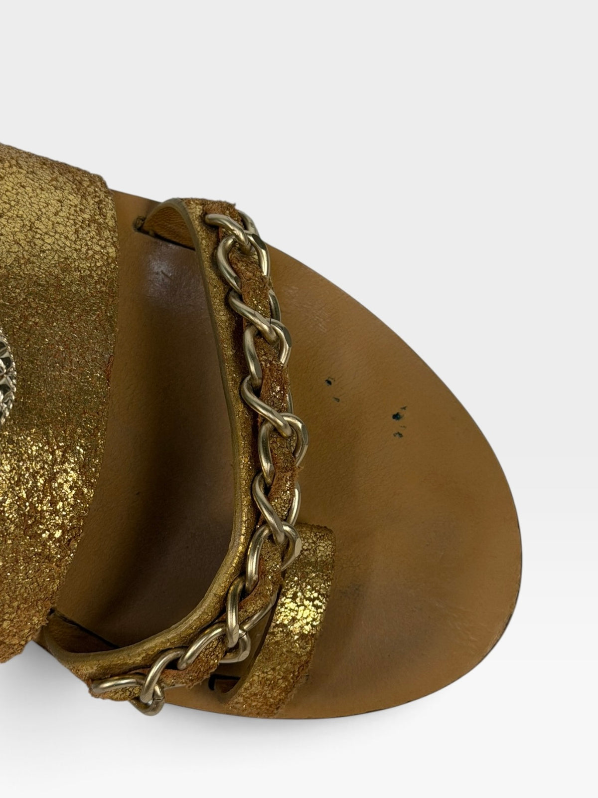 Chanel Sandals In Metallic Gold (Size 39.5/UK 6.5) 100% authentic and preloved in excellent condition