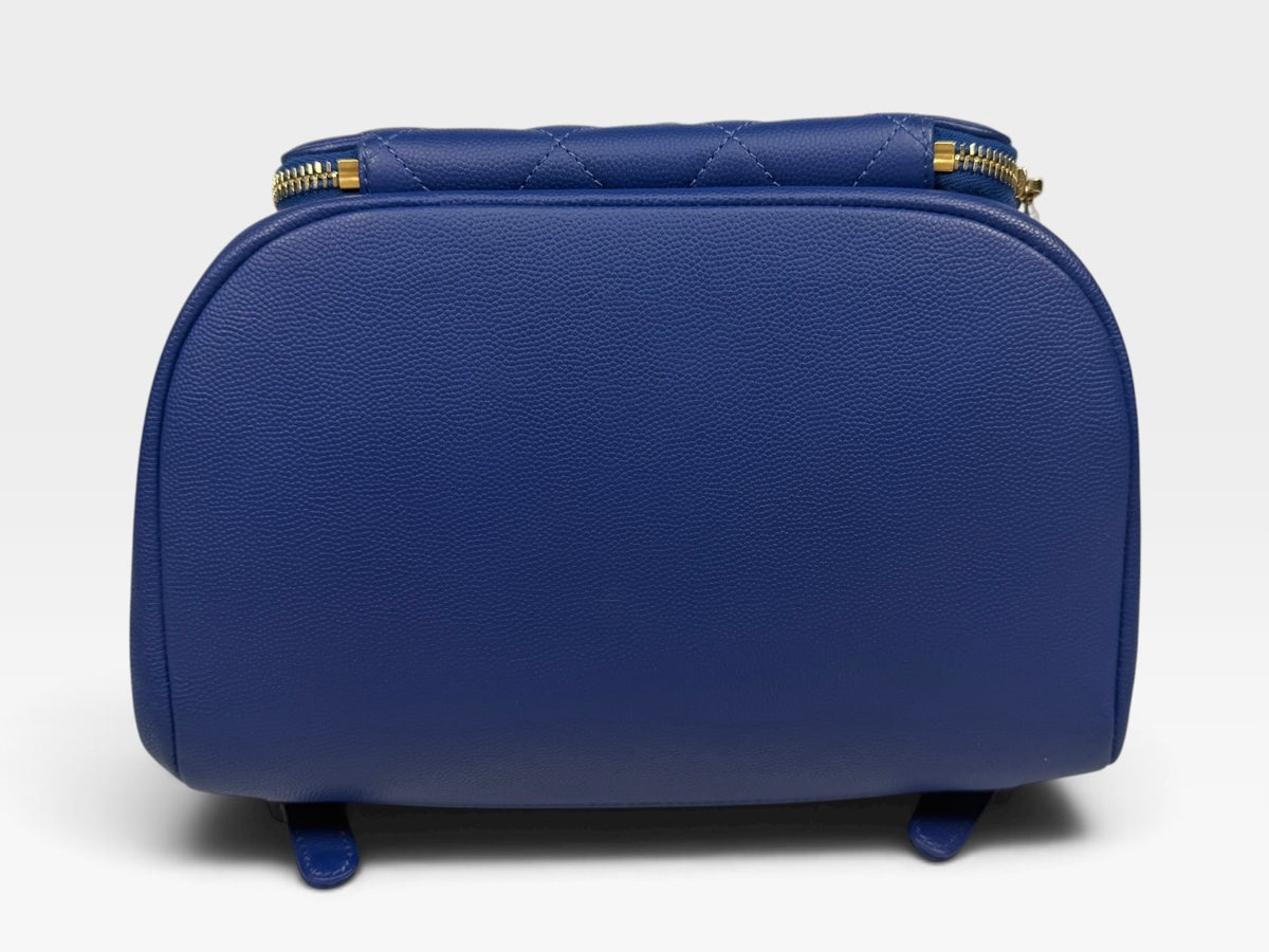 Chanel Affinity Backpack In Blue Caviar Leather With Gold Hardware. 100% authentic and pre loved in excellent condition. 