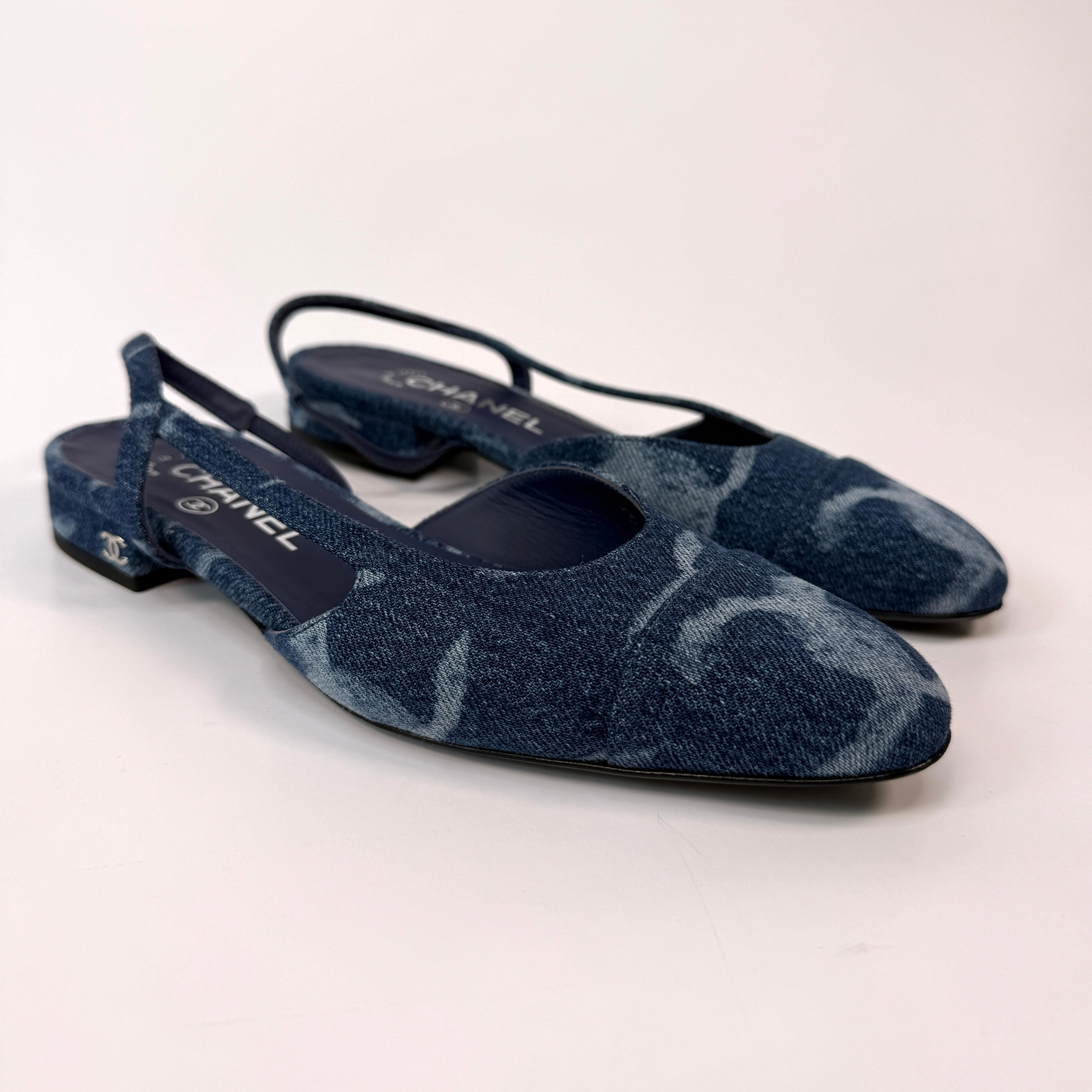 Chanel Denim Slingback Pumps (37/UK4)